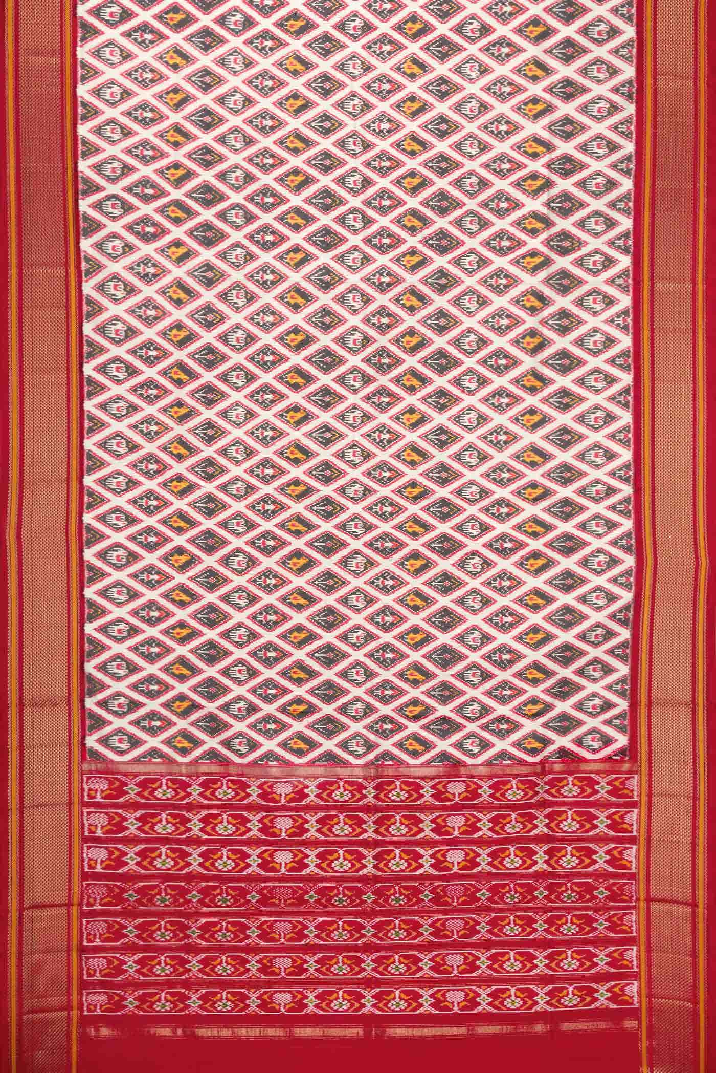 Off White Double Ikat Saree