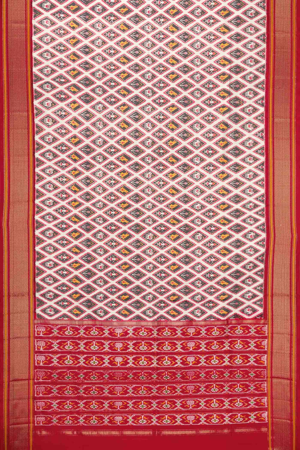 Off White Double Ikat Saree