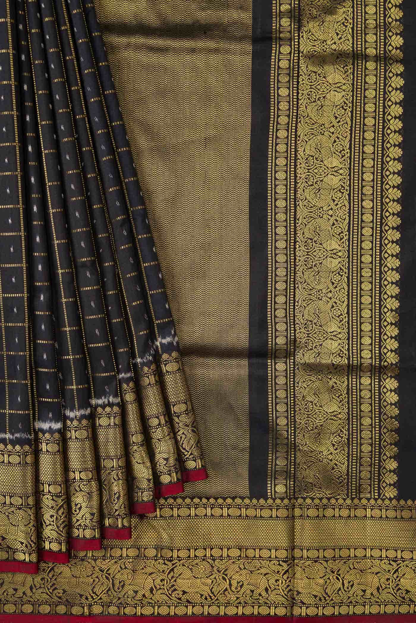 Black Double Ikat Saree