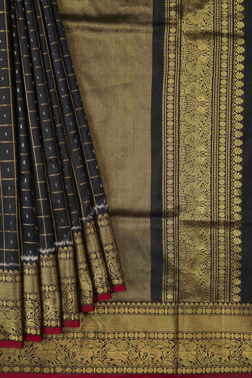 Black Double Ikat Saree