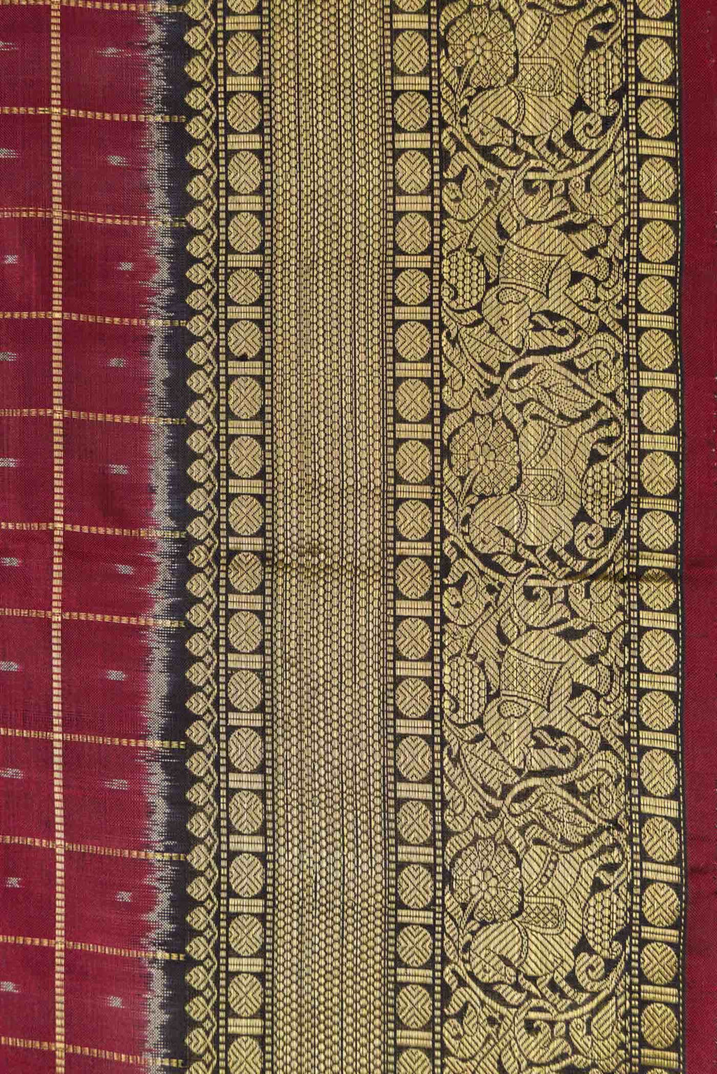 Maroon Dual Tone Double Ikat Saree