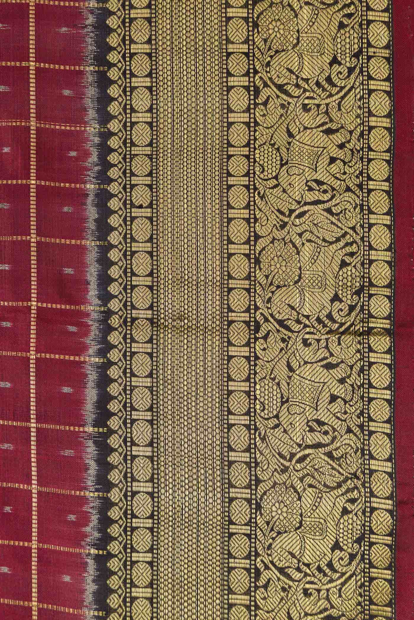 Maroon Dual Tone Double Ikat Saree