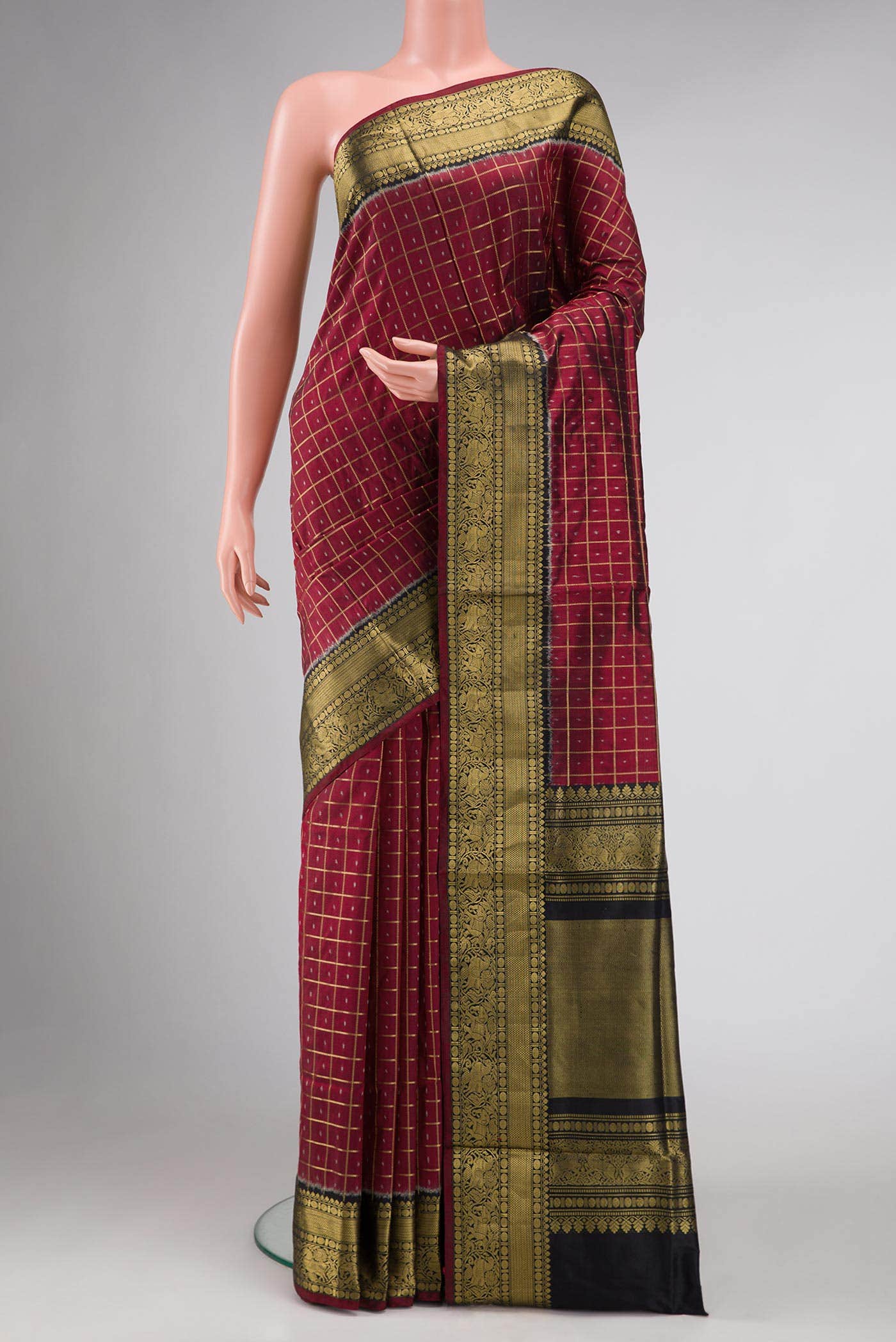 Maroon Dual Tone Double Ikat Saree