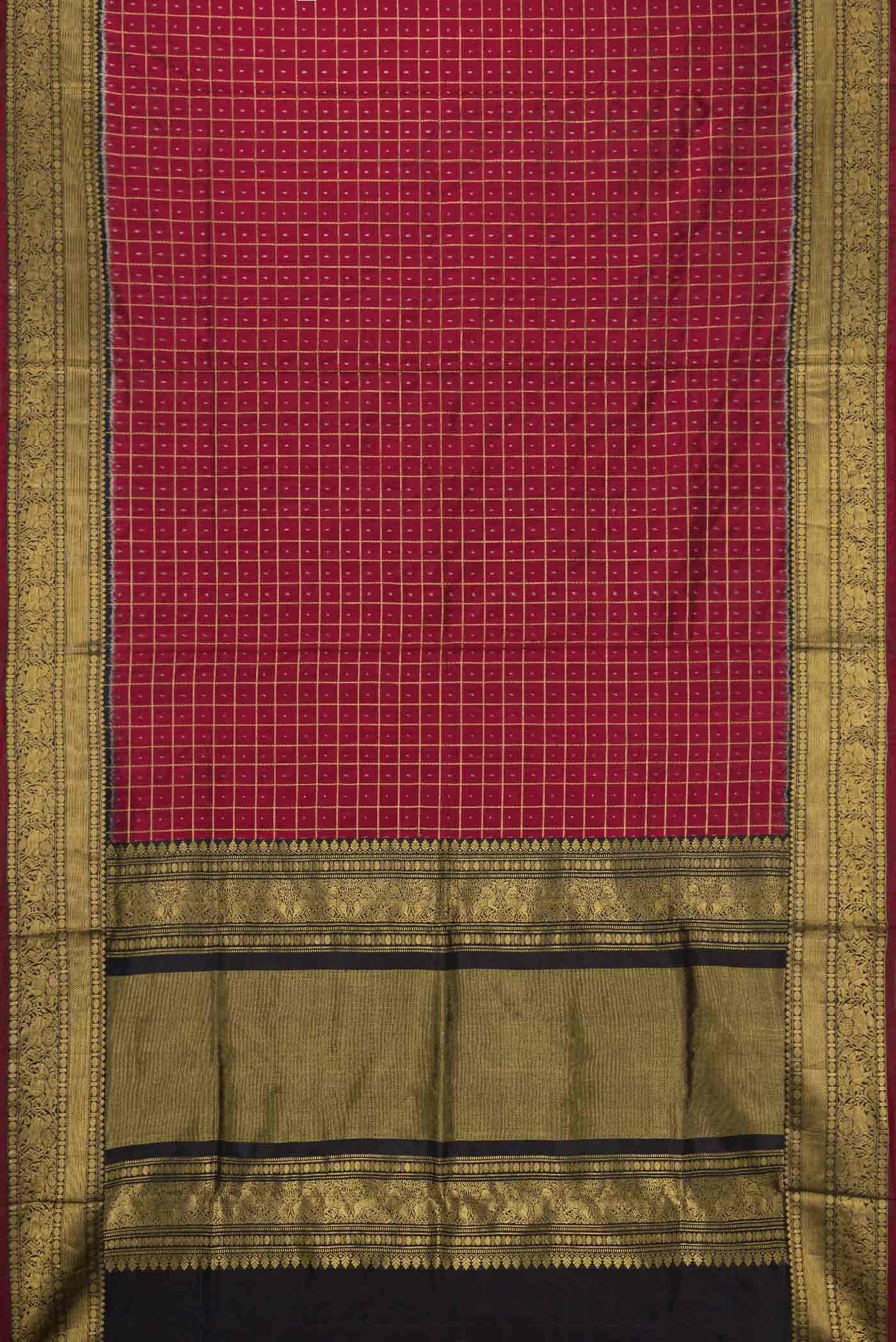 Maroon Dual Tone Double Ikat Saree