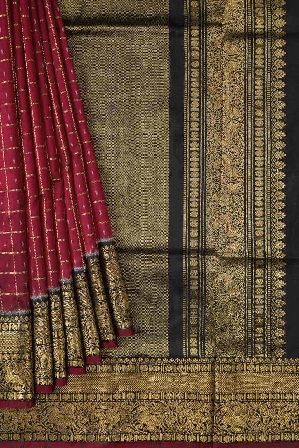 Maroon Dual Tone Double Ikat Saree