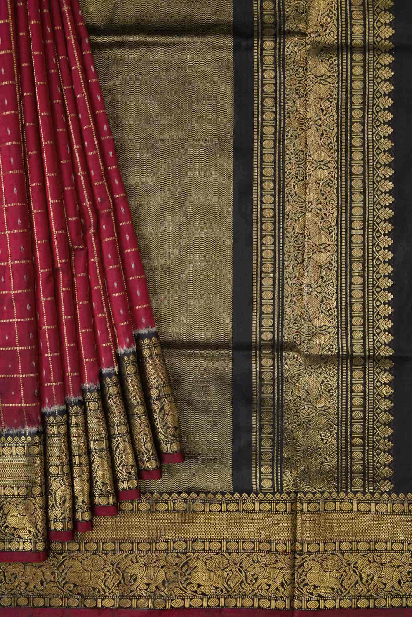 Maroon Dual Tone Double Ikat Saree