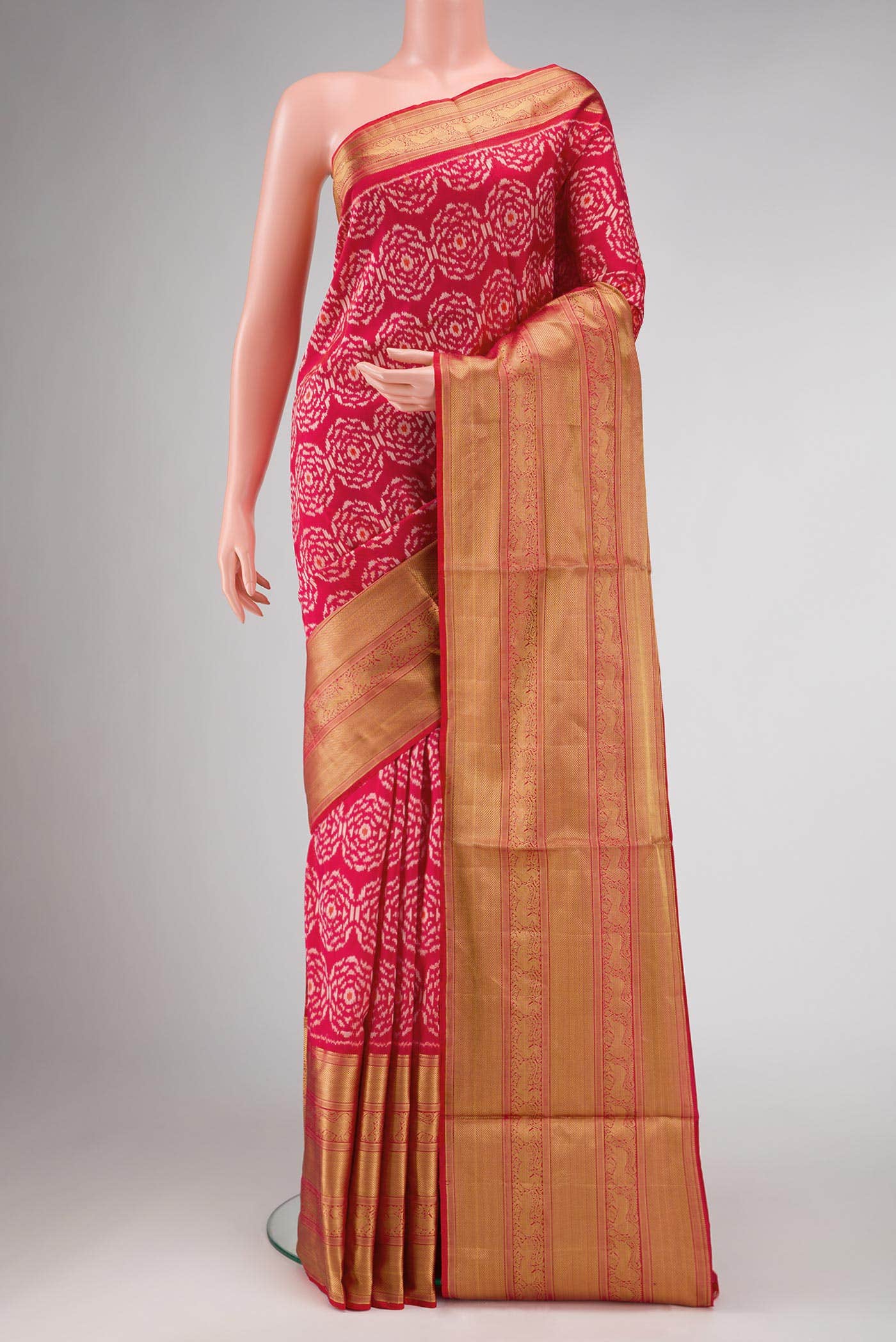 Red Dual Tone Double Ikat Saree