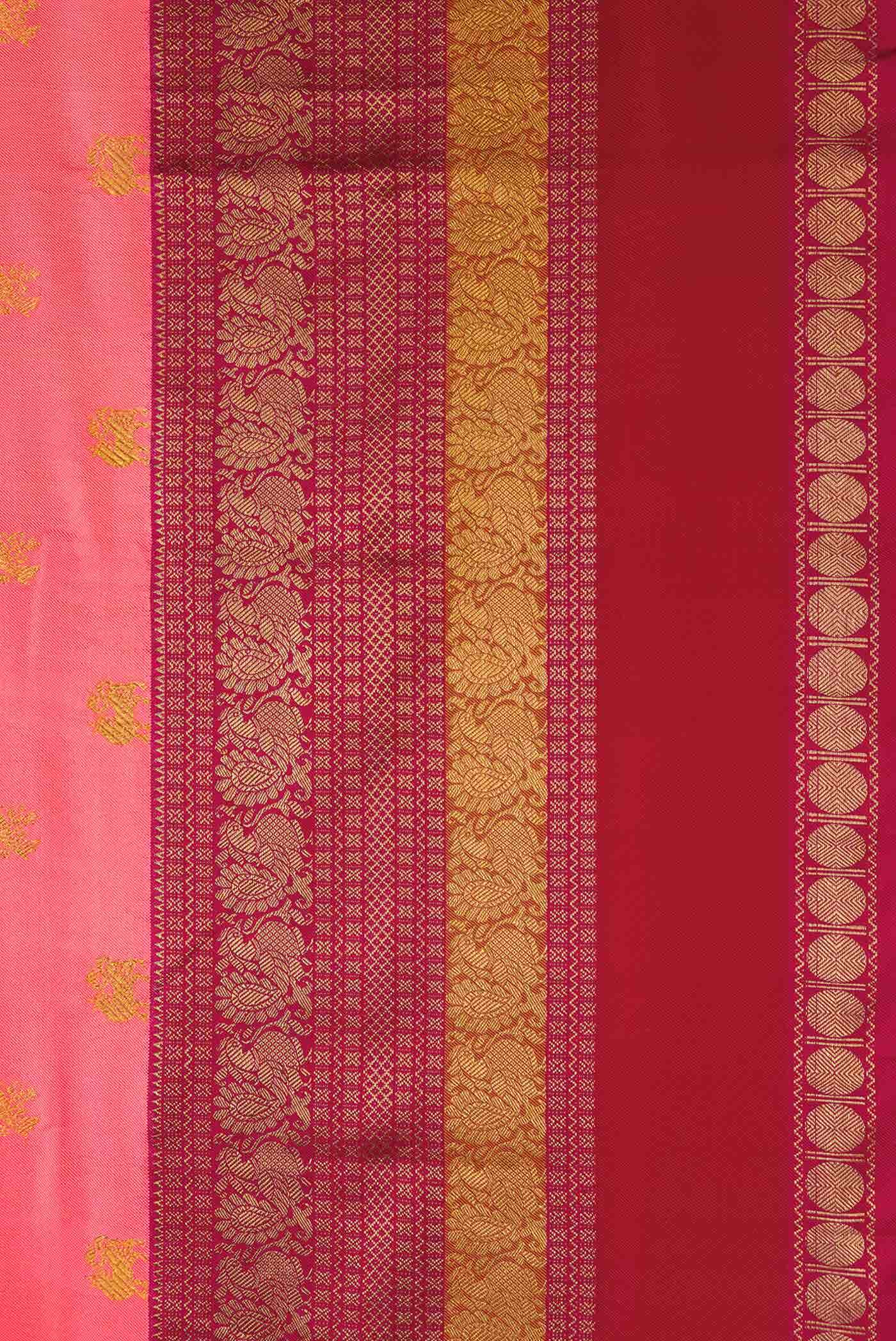 Peach Double Ikat Saree