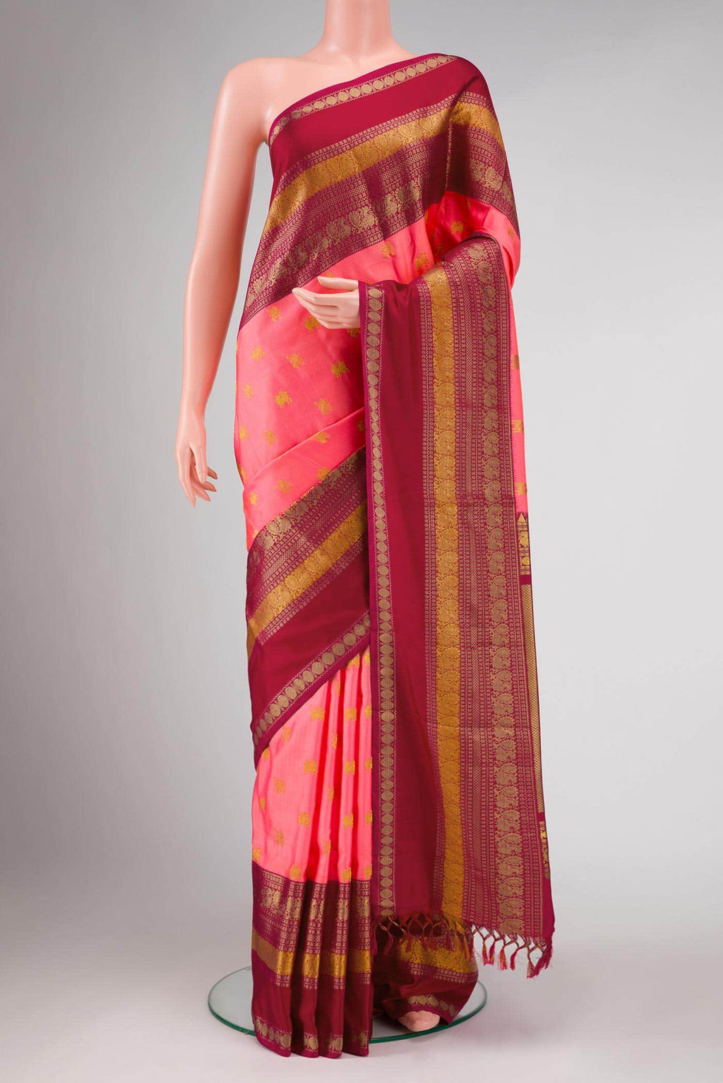 Peach Double Ikat Saree
