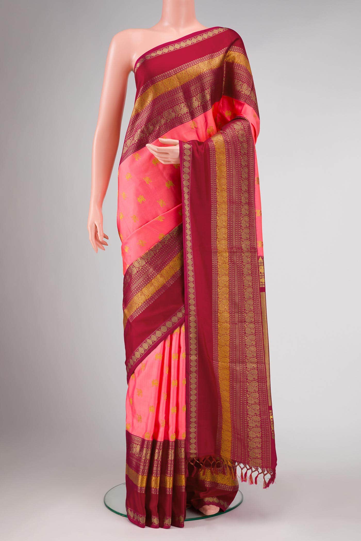 Peach Double Ikat Saree