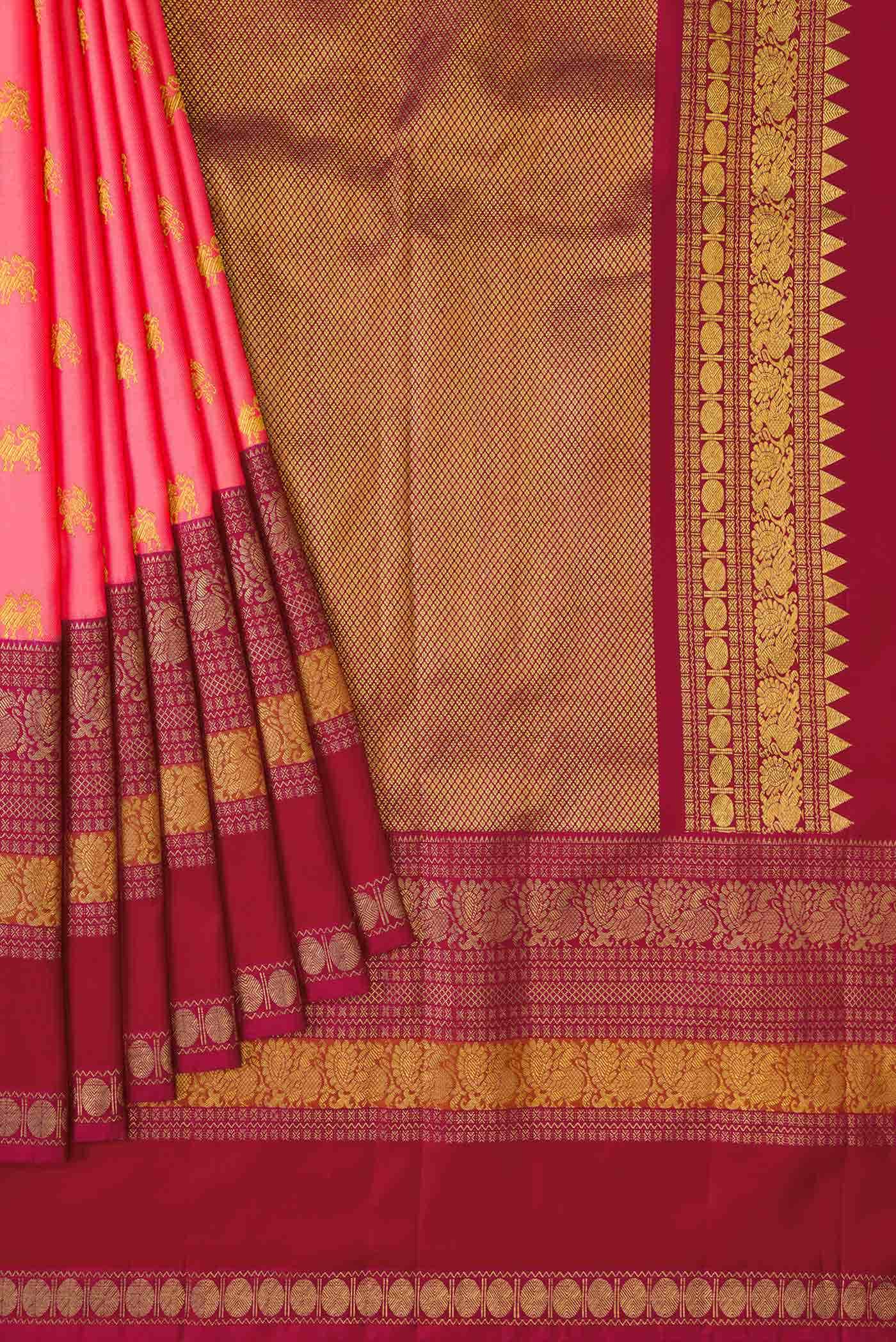 Peach Double Ikat Saree