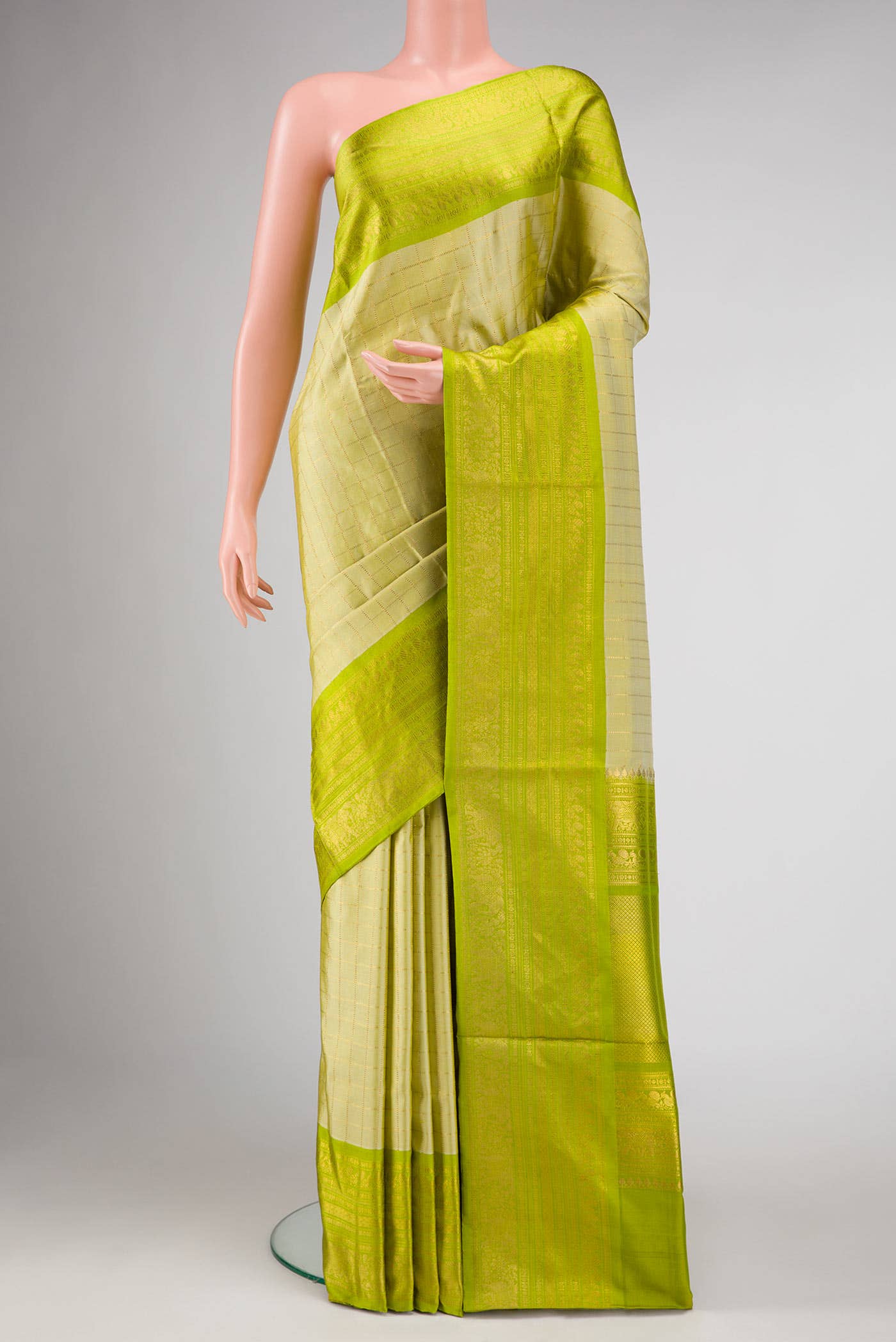 Pista Green Dual Tone Double Ikat Saree