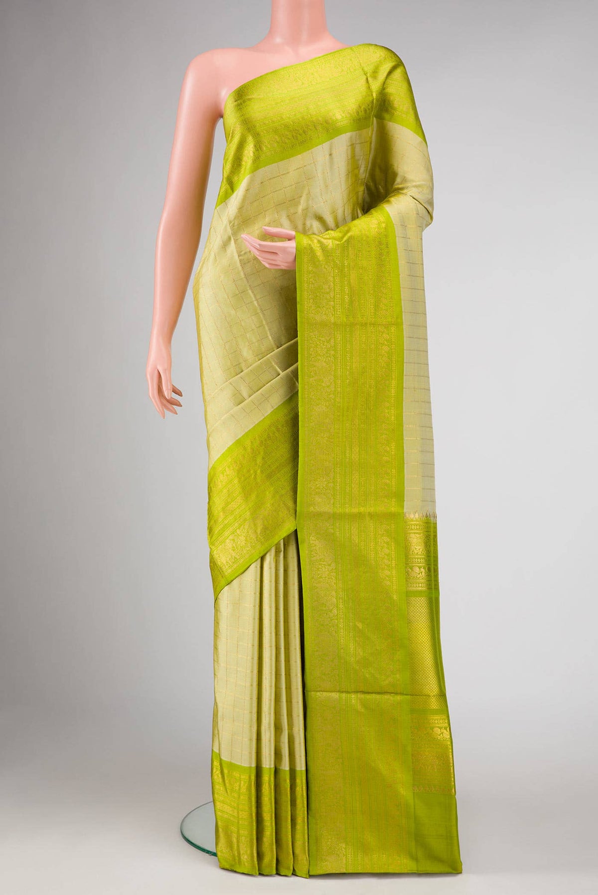 Pista Green Dual Tone Double Ikat Saree
