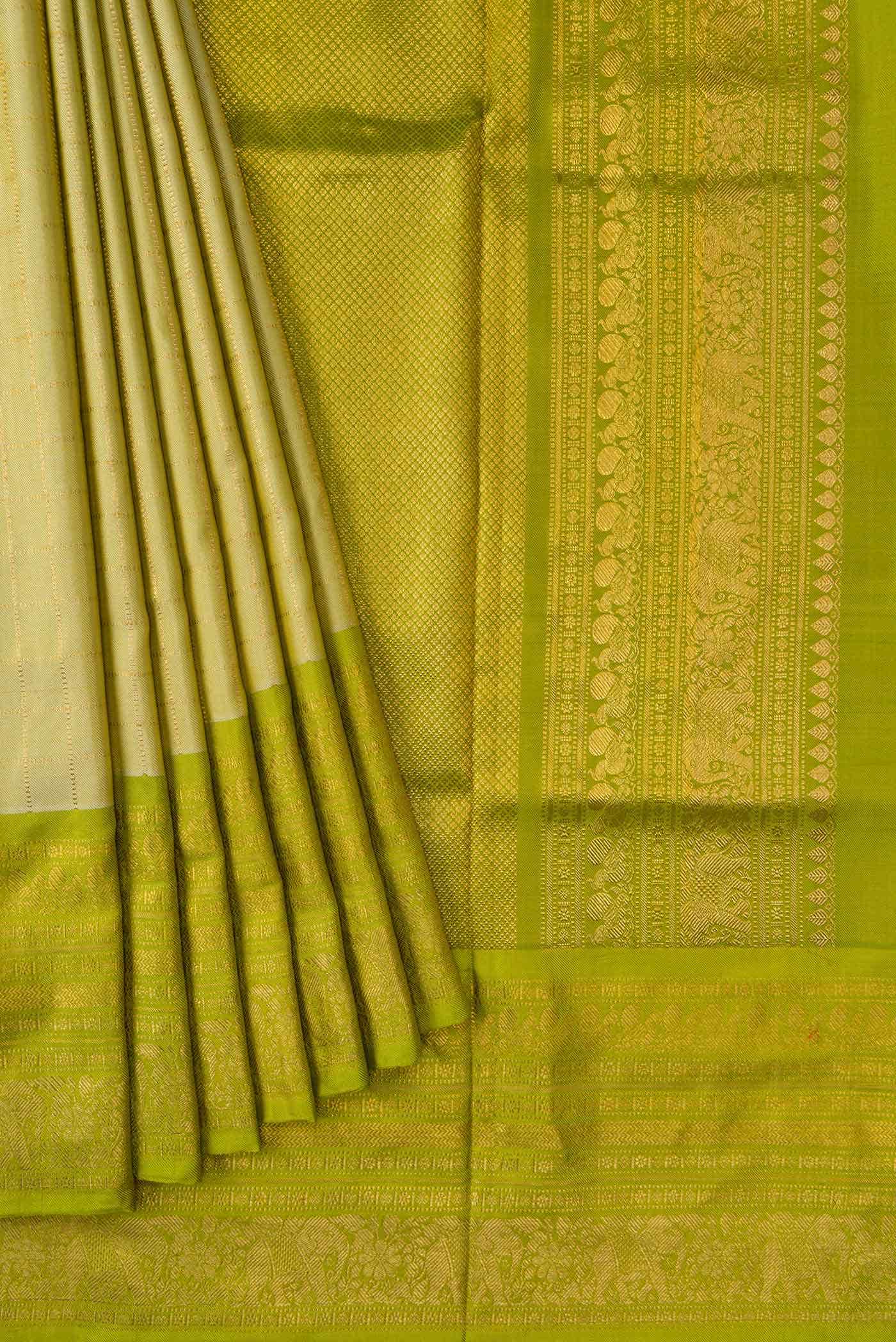 Pista Green Dual Tone Double Ikat Saree