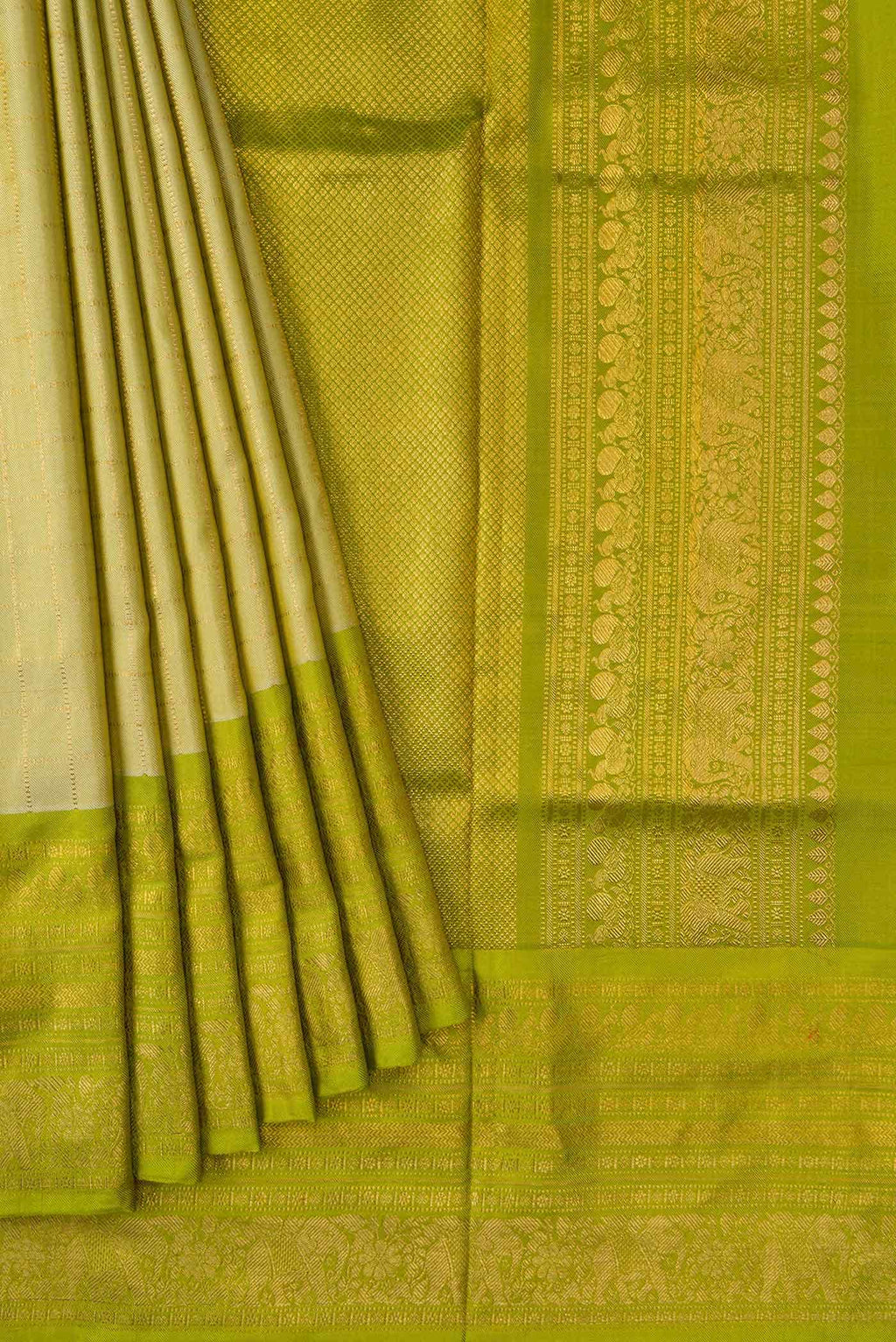 Pista Green Dual Tone Double Ikat Saree