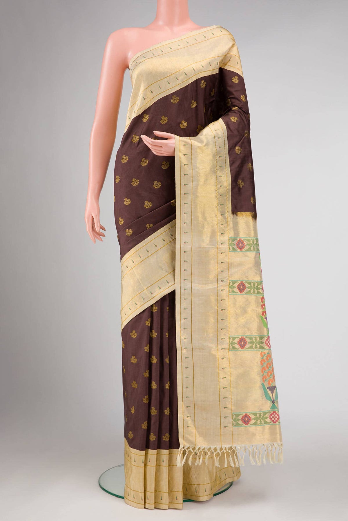 Coffee Brown Paithani Silk Saree