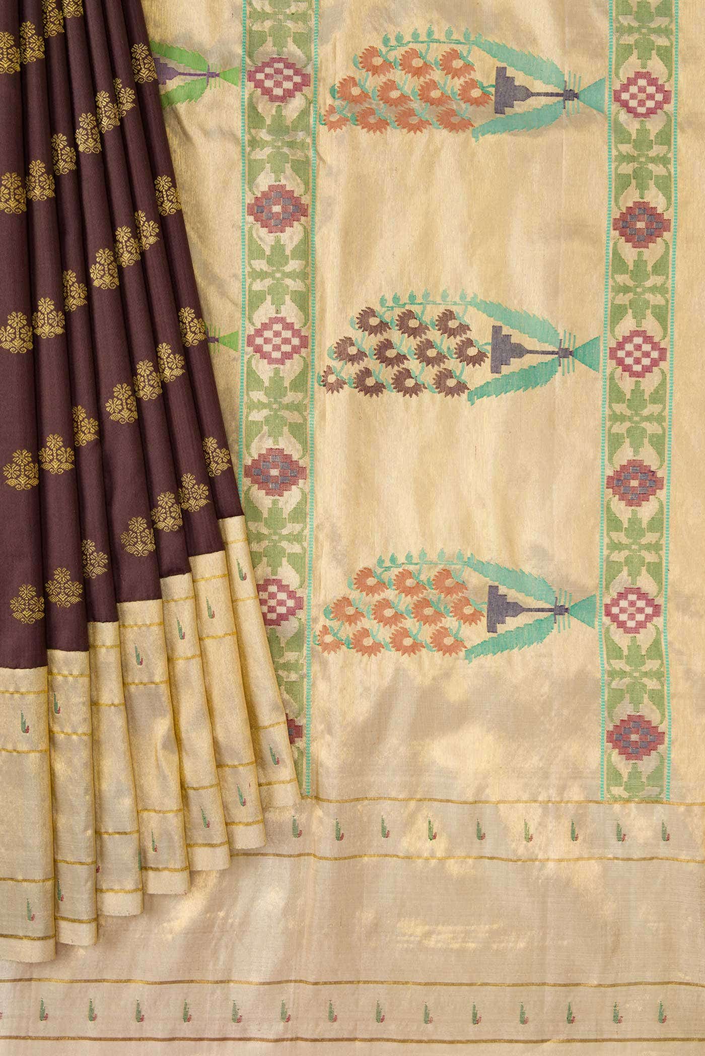 Brown Double Ikat Saree