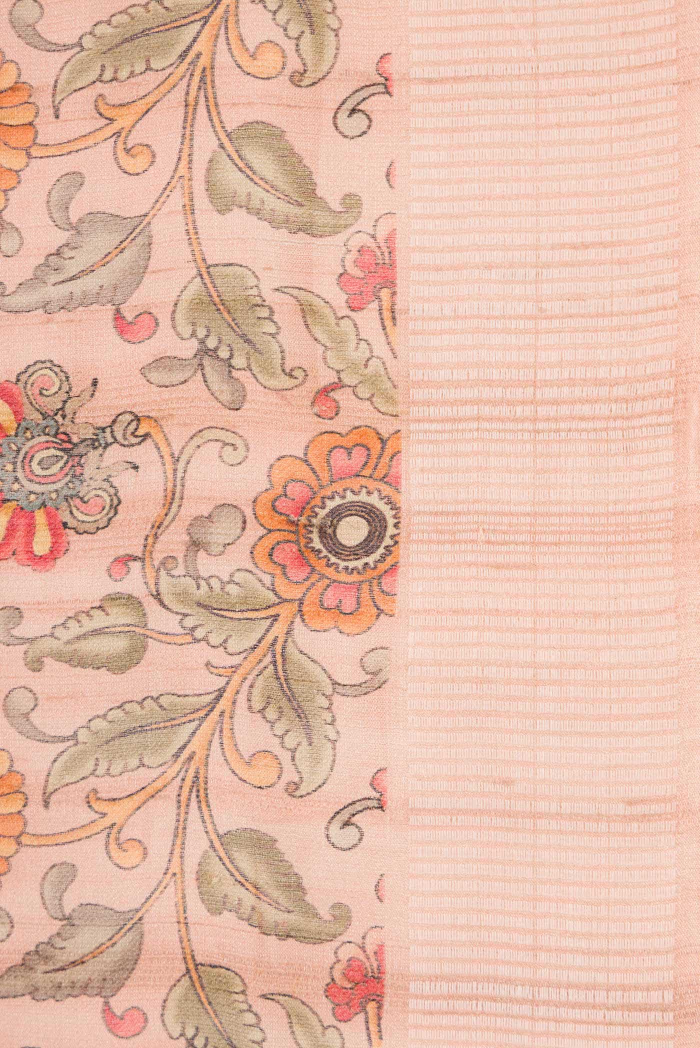 Peach Dual Tone Tussar Silk Saree