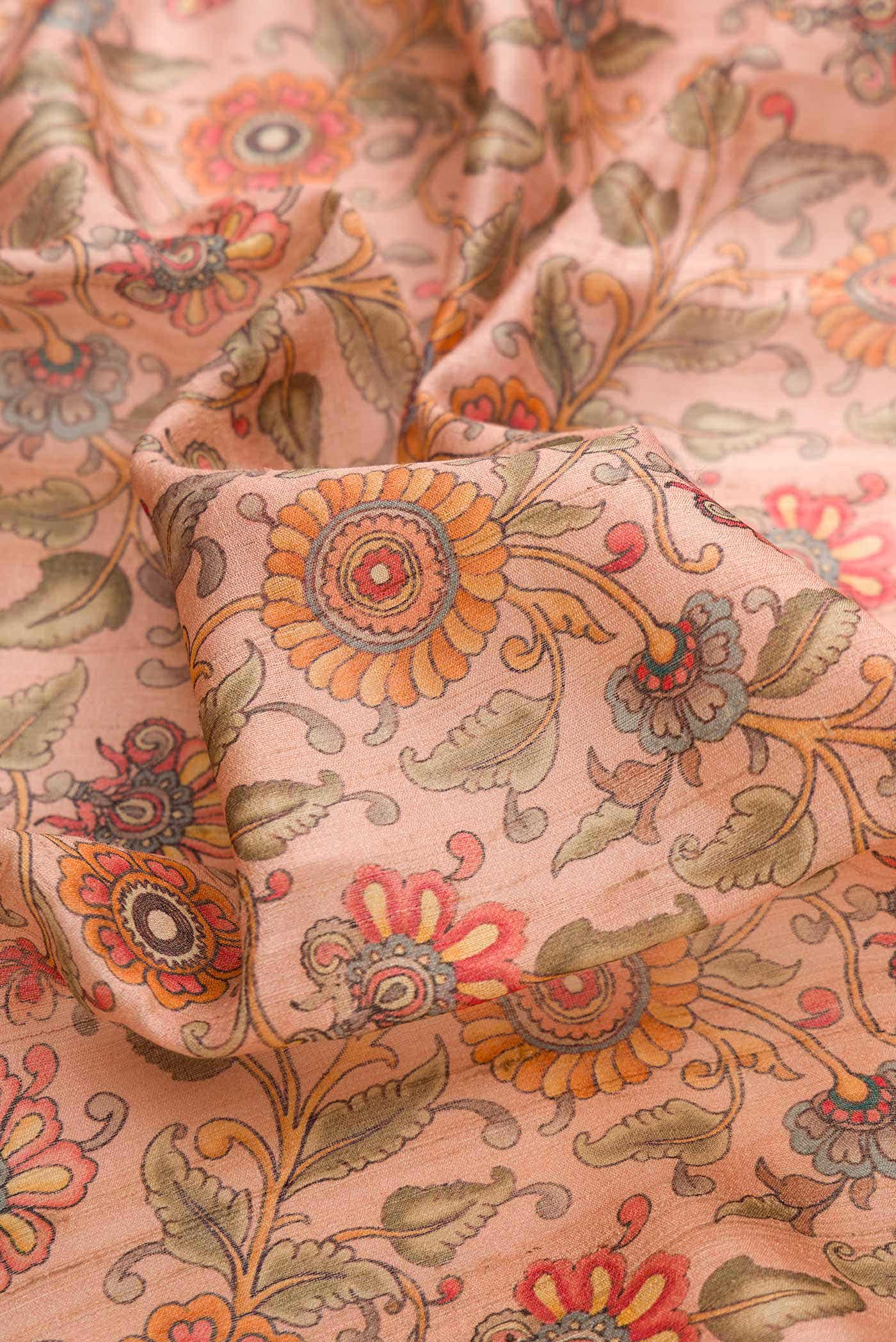 Peach Dual Tone Tussar Silk Saree