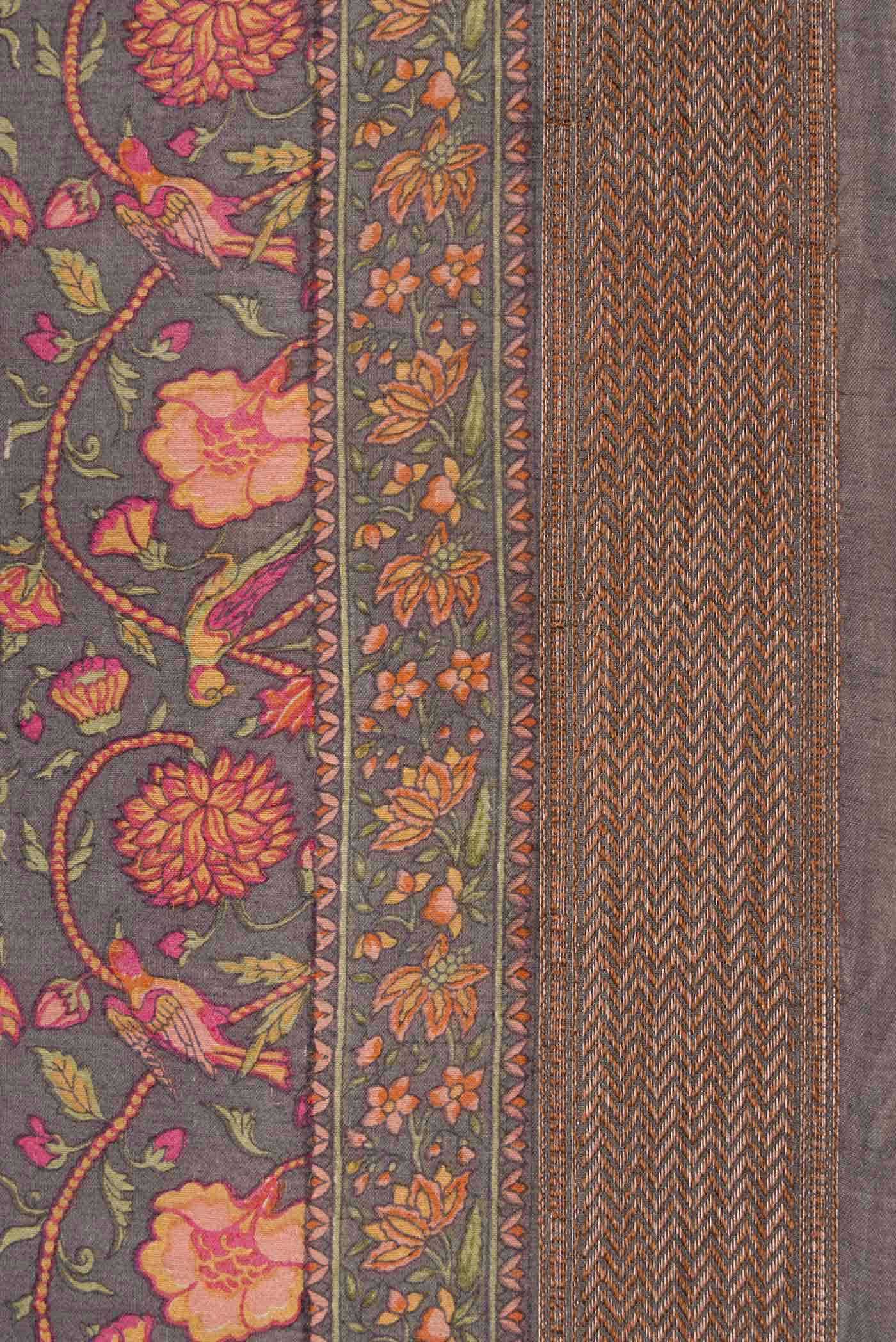 Grey Tussar Silk Saree