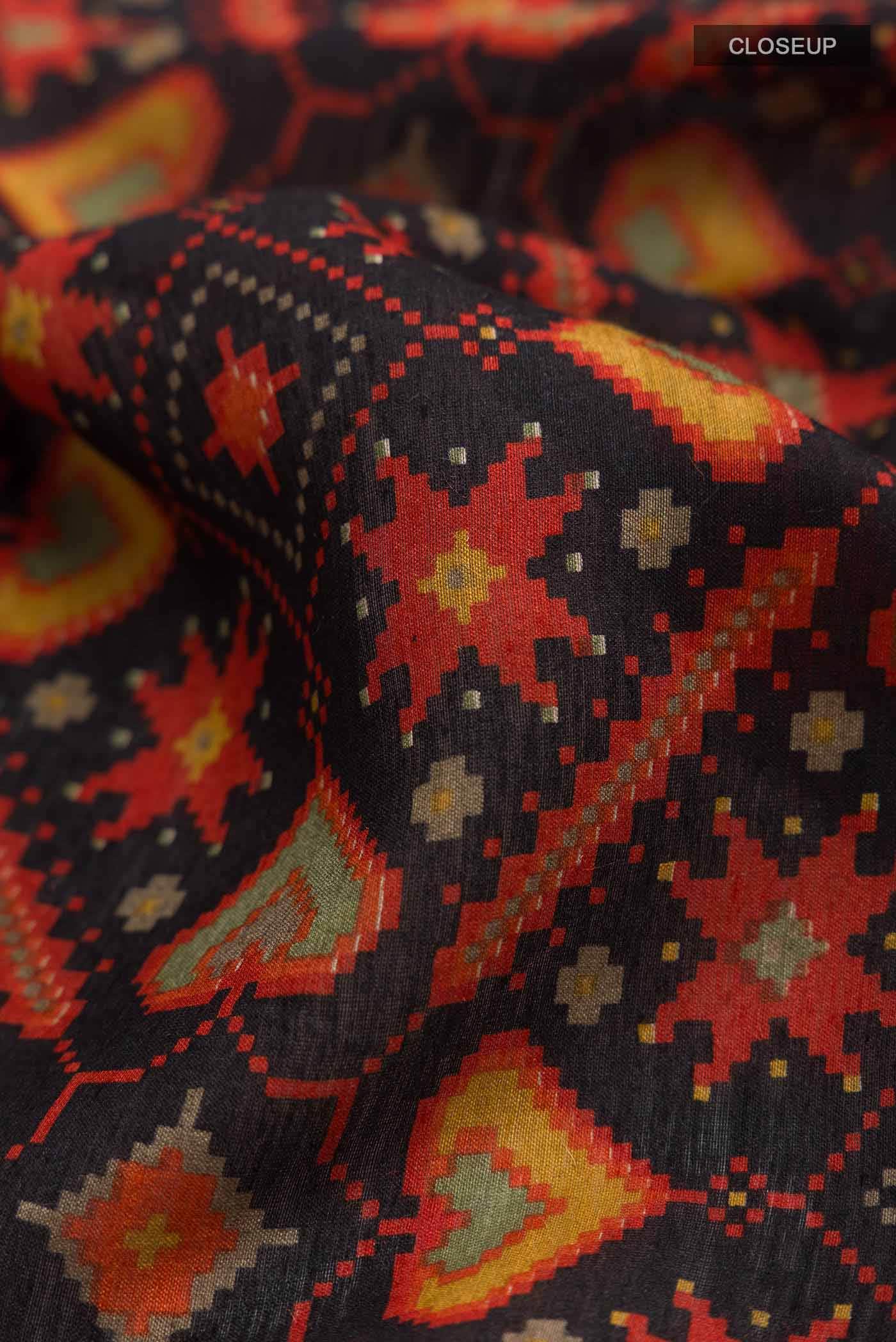 Black Bhagalpuri Tussar Silk Saree