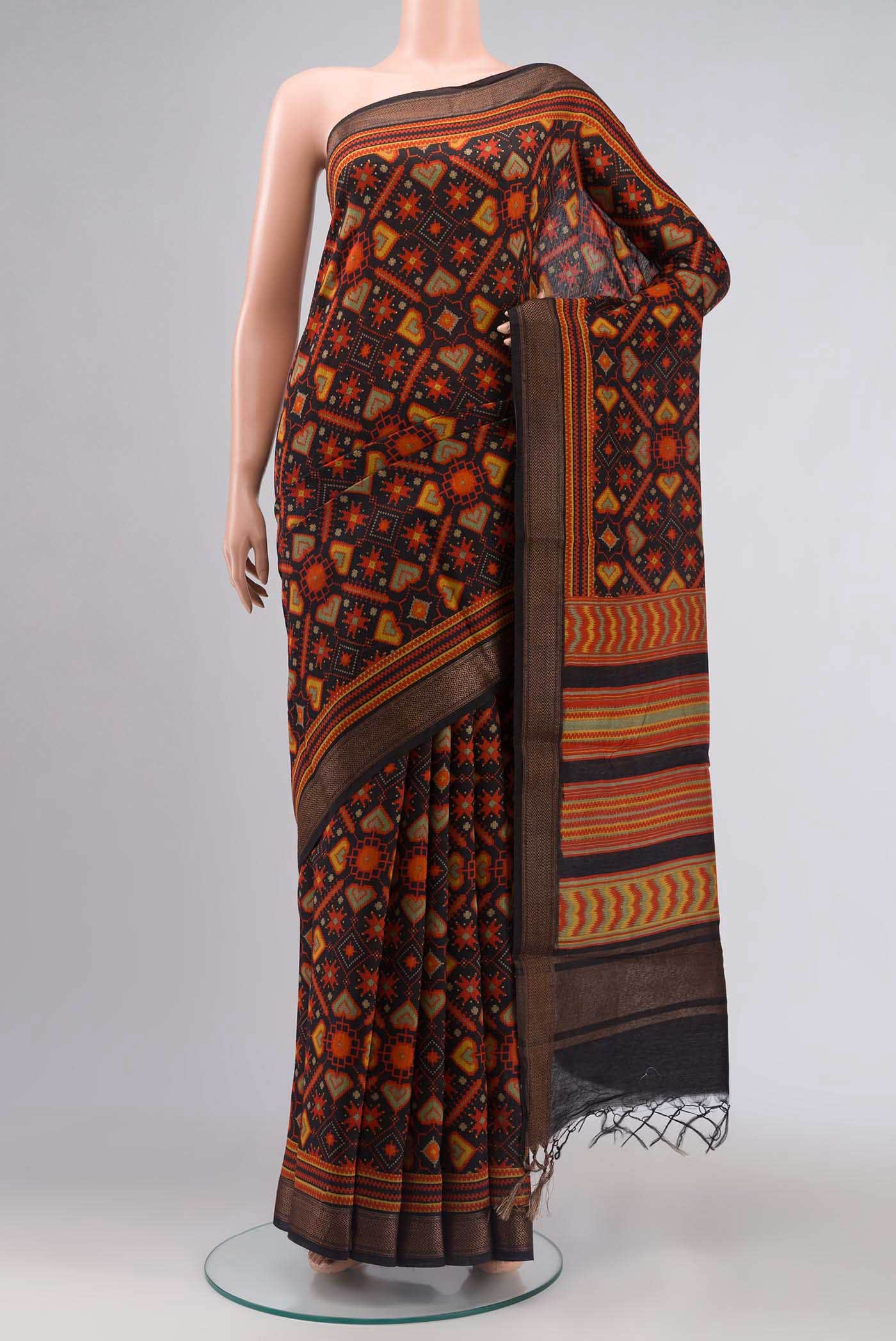 Black Bhagalpuri Tussar Silk Saree
