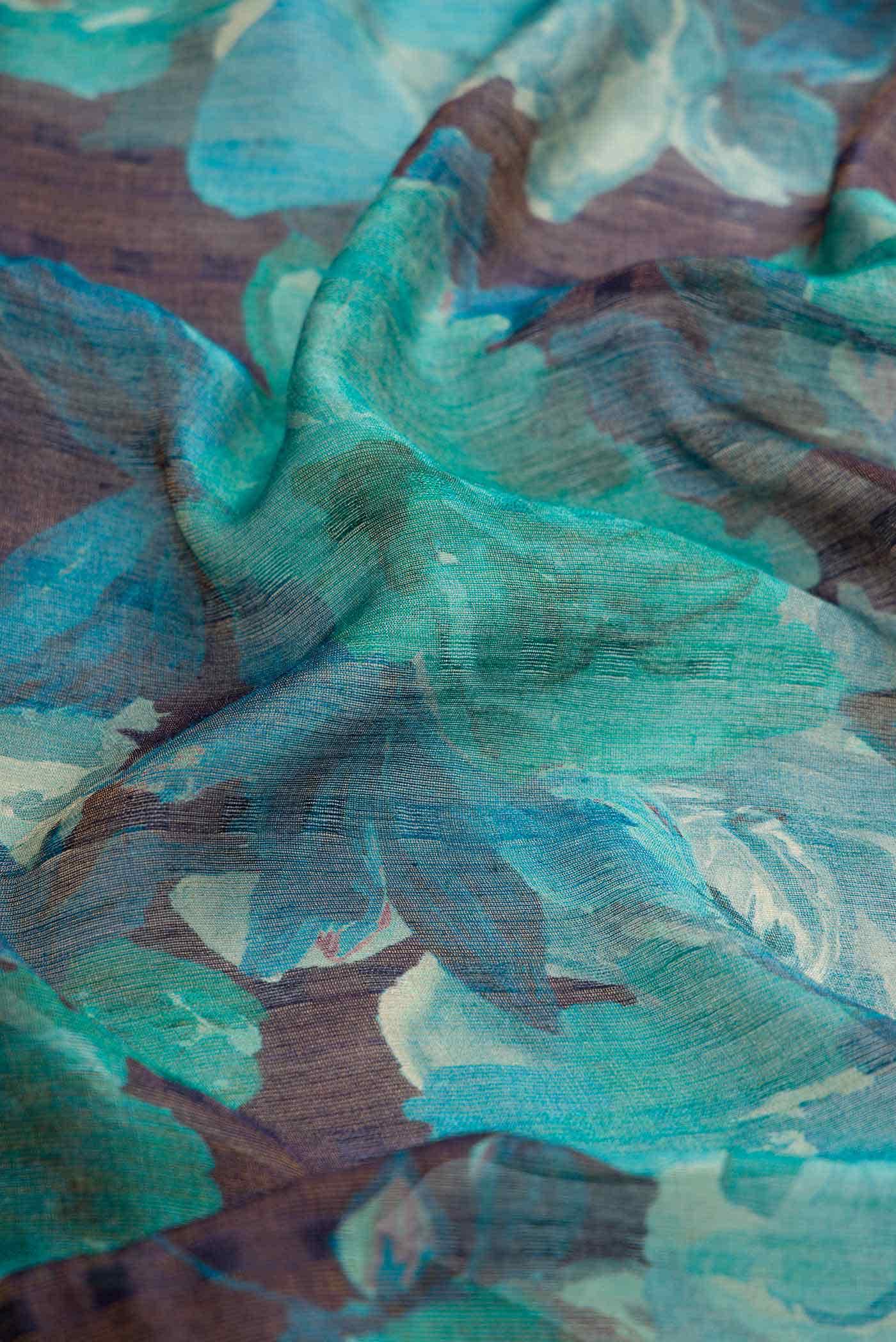 Peacock Blue Dual Tone Tussar Silk Saree
