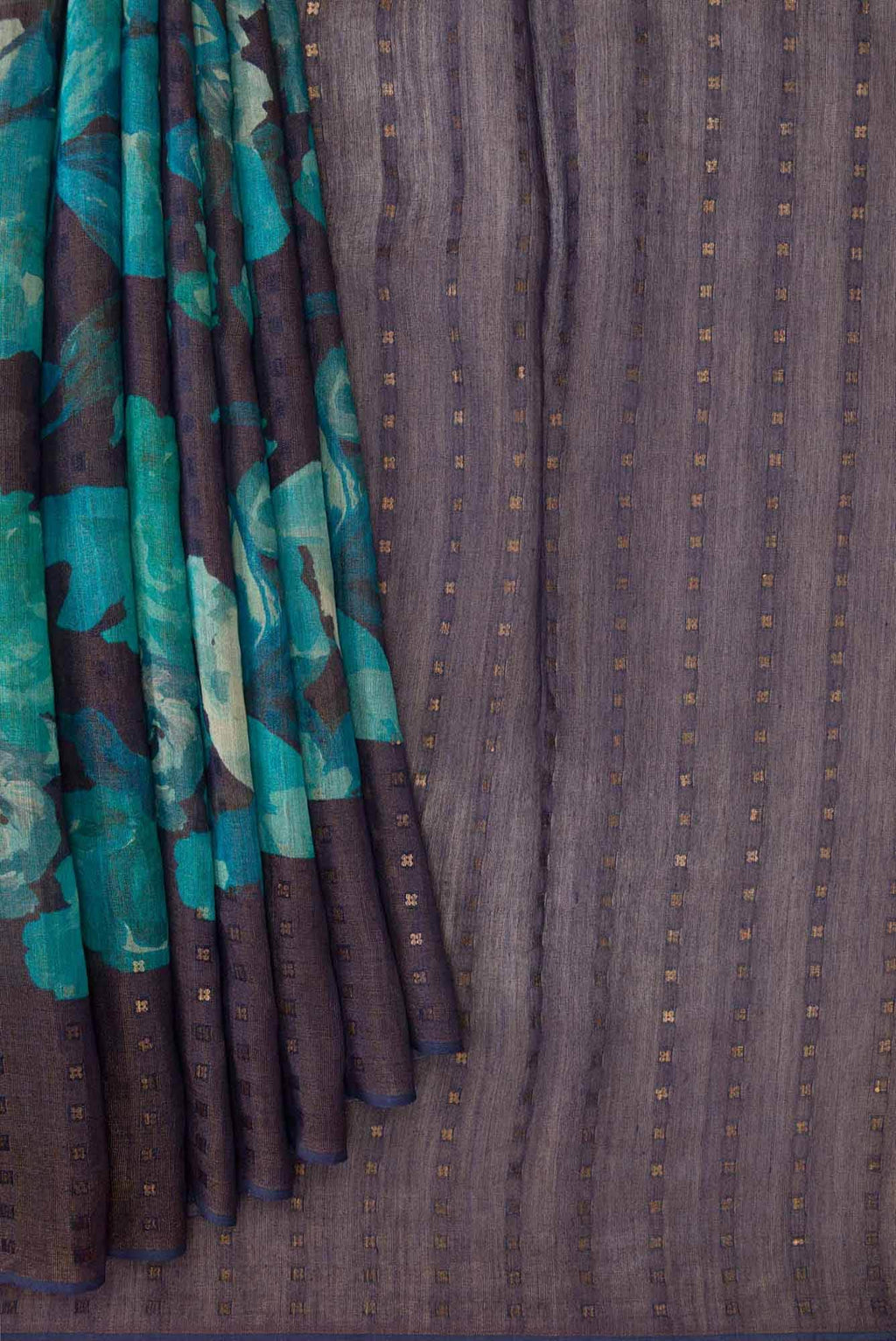 Peacock Blue Dual Tone Tussar Silk Saree
