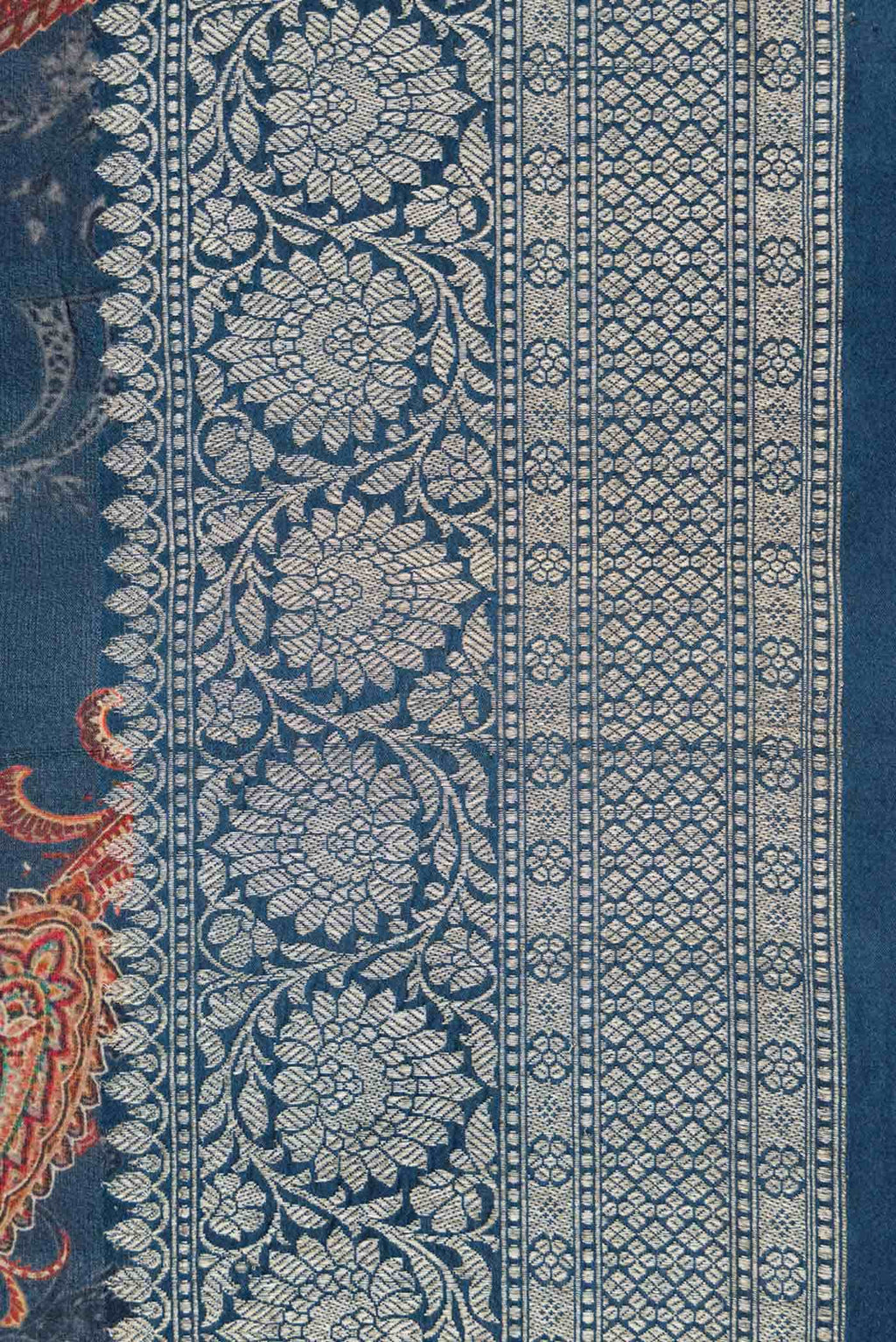 Navy Blue Tussar Silk Saree