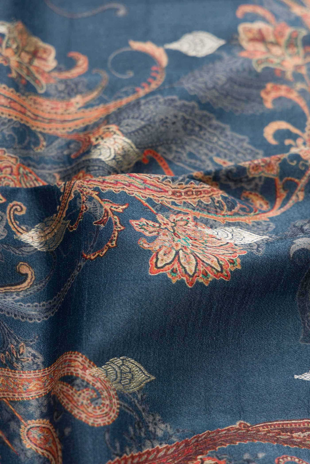Navy Blue Tussar Silk Saree