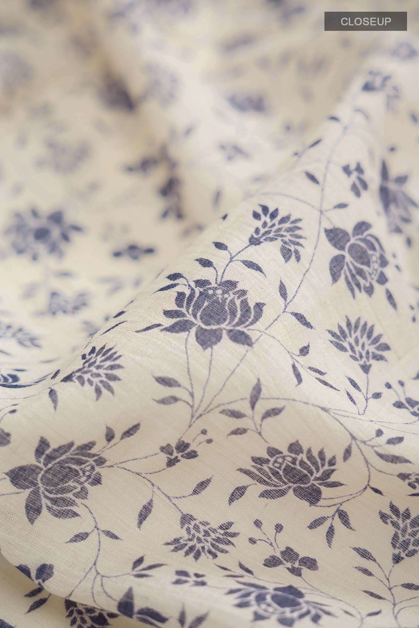 Cream Bhagalpuri Tussar Silk Saree