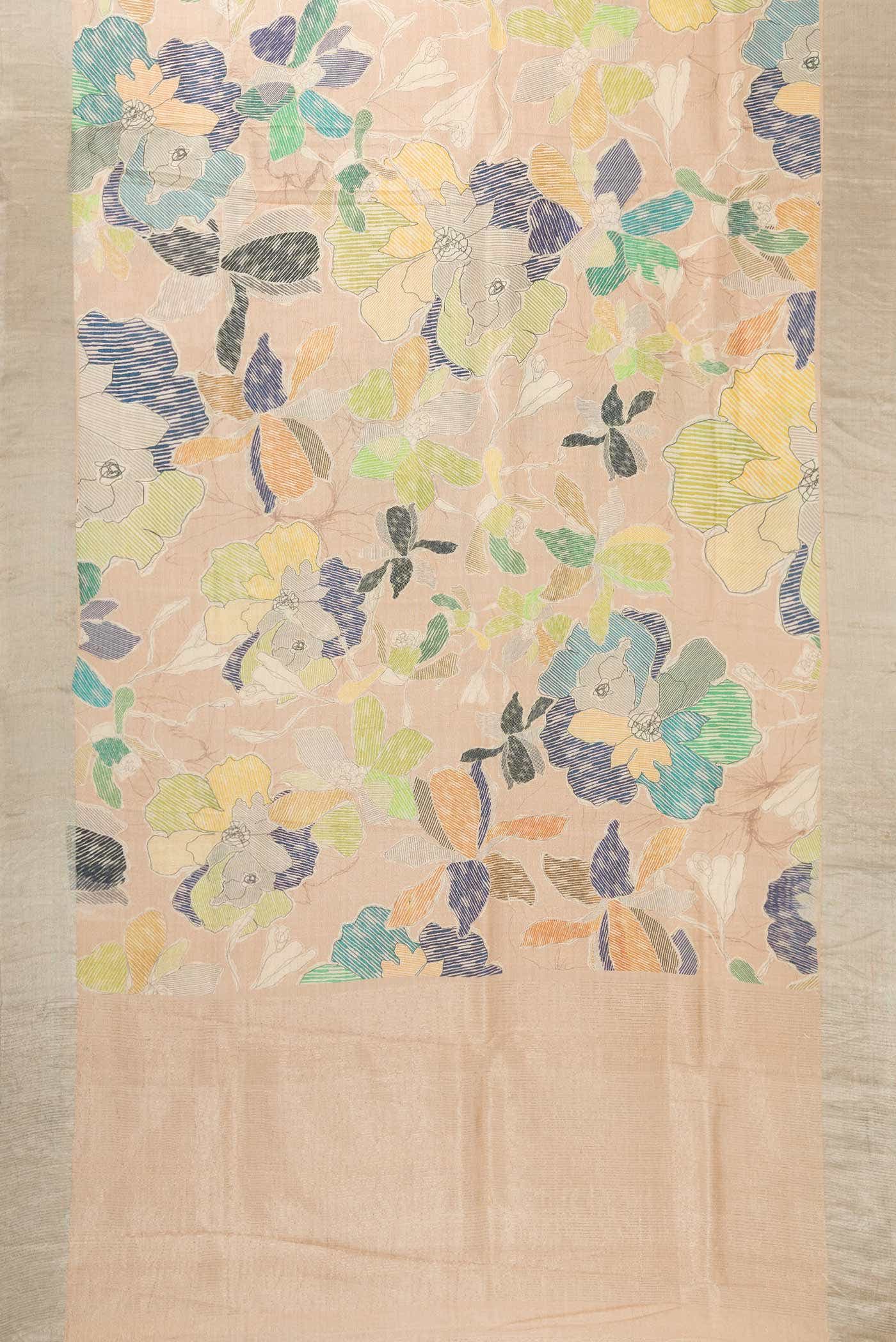 Beige Tussar Silk Saree