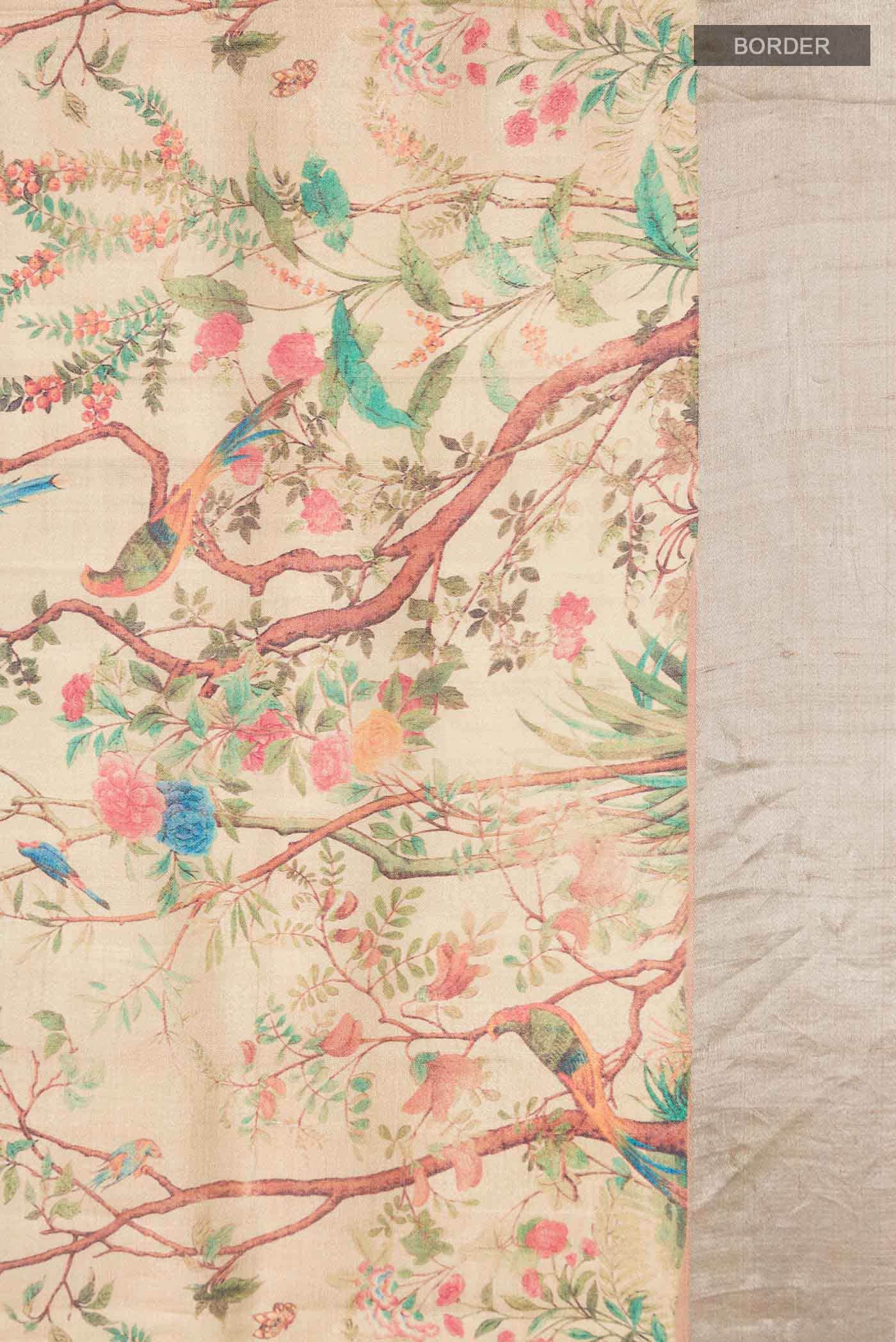 Beige Bhagalpuri Tussar Silk Saree