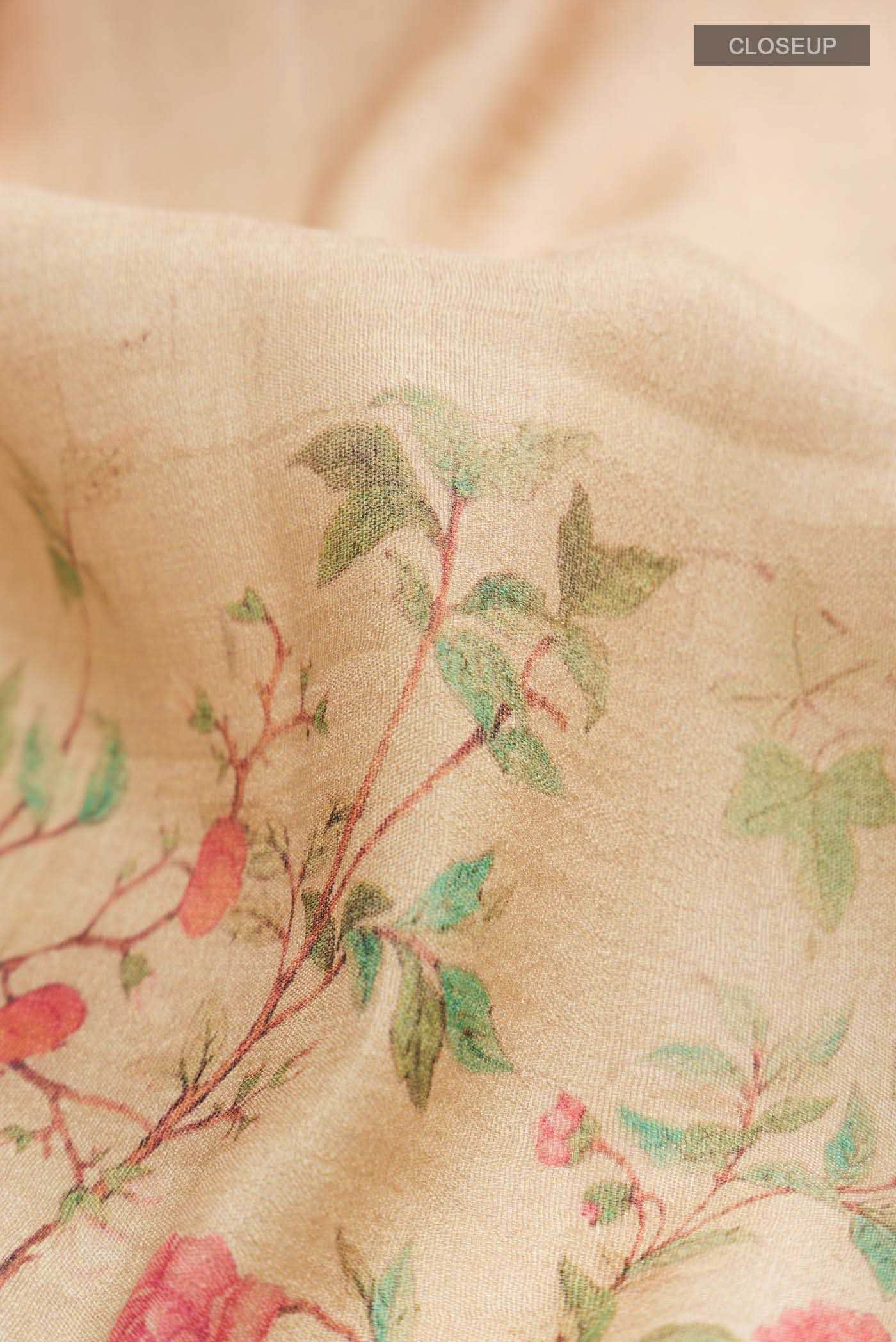 Beige Bhagalpuri Tussar Silk Saree