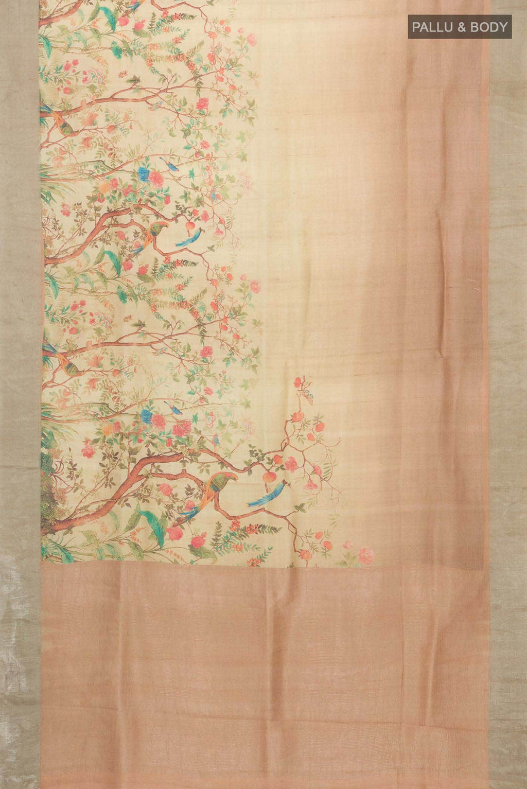 Beige Bhagalpuri Tussar Silk Saree