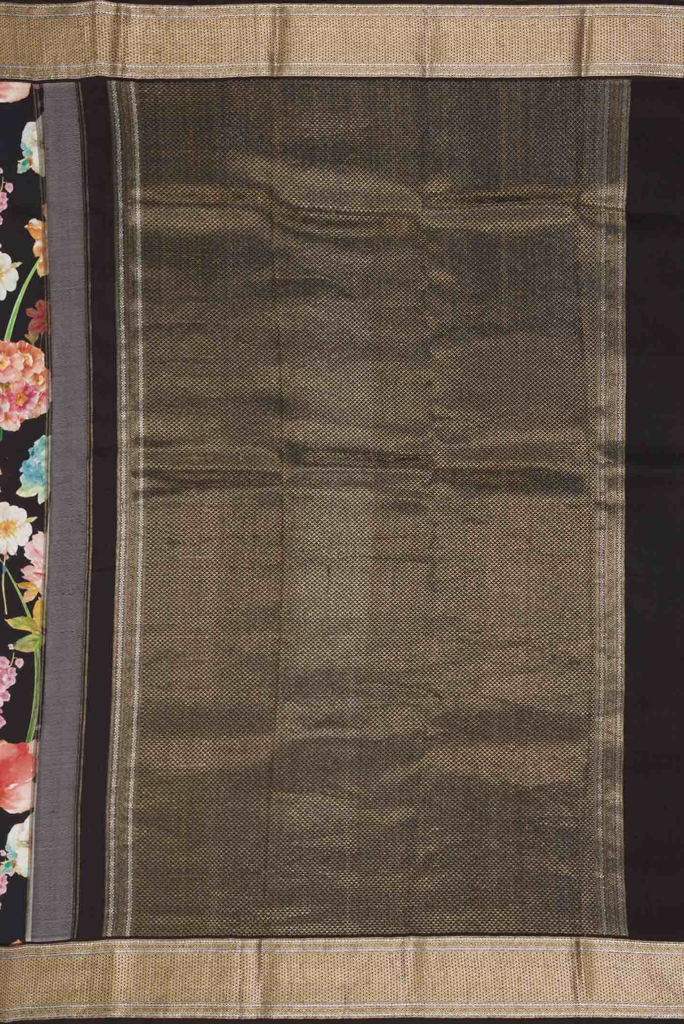 Pure Silk Pure Zari Black Kanchipuram Saree