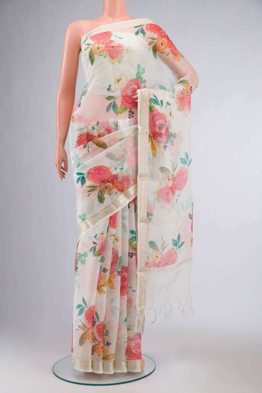White Kota Silk Saree