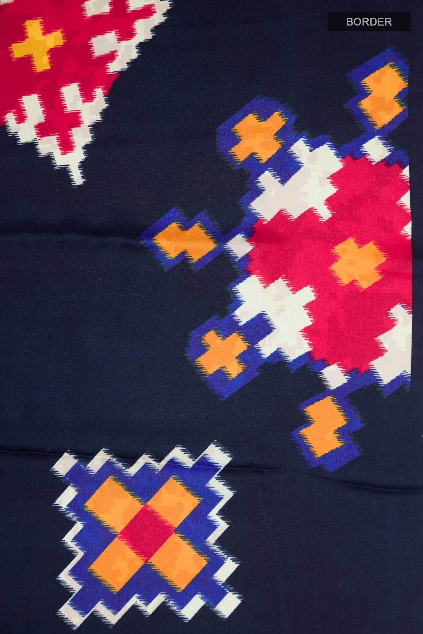 Navy Blue Satin Silk Saree