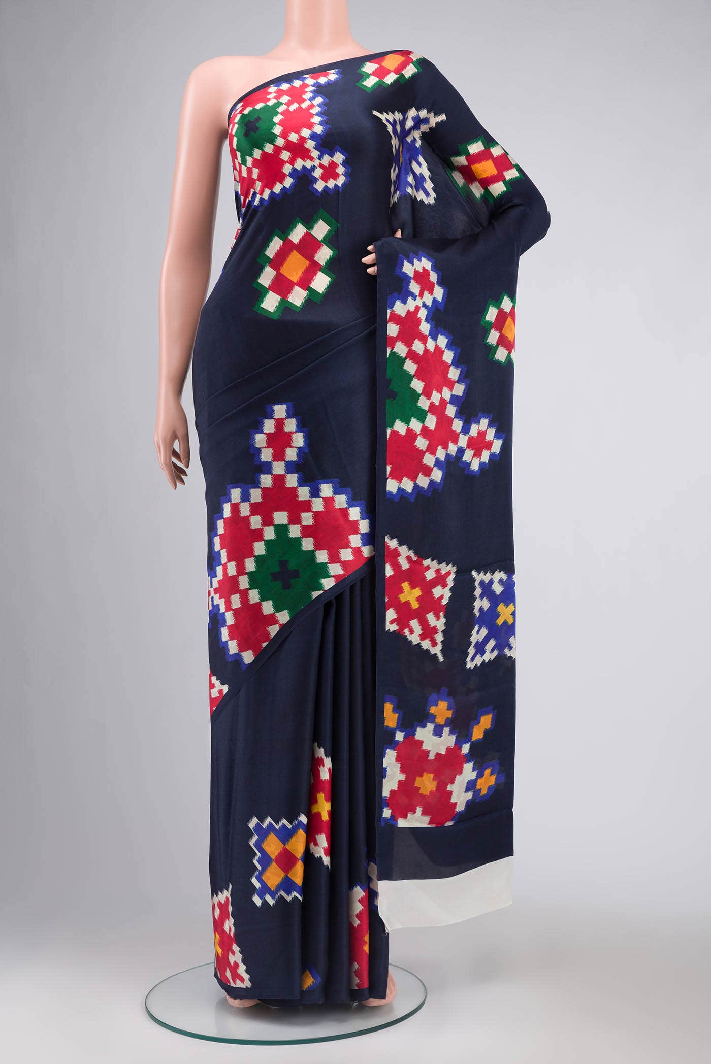 Navy Blue Satin Silk Saree