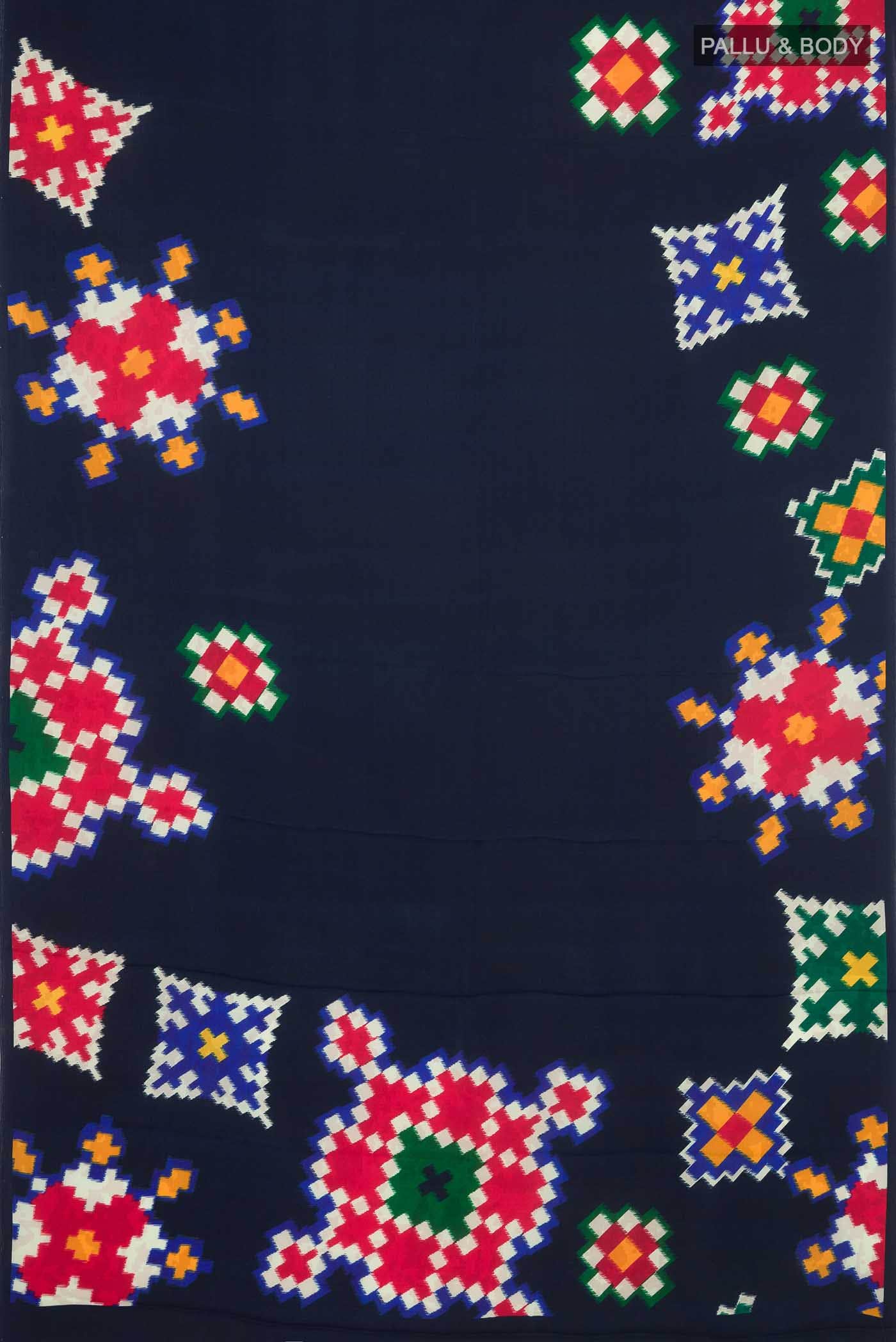 Navy Blue Satin Silk Saree