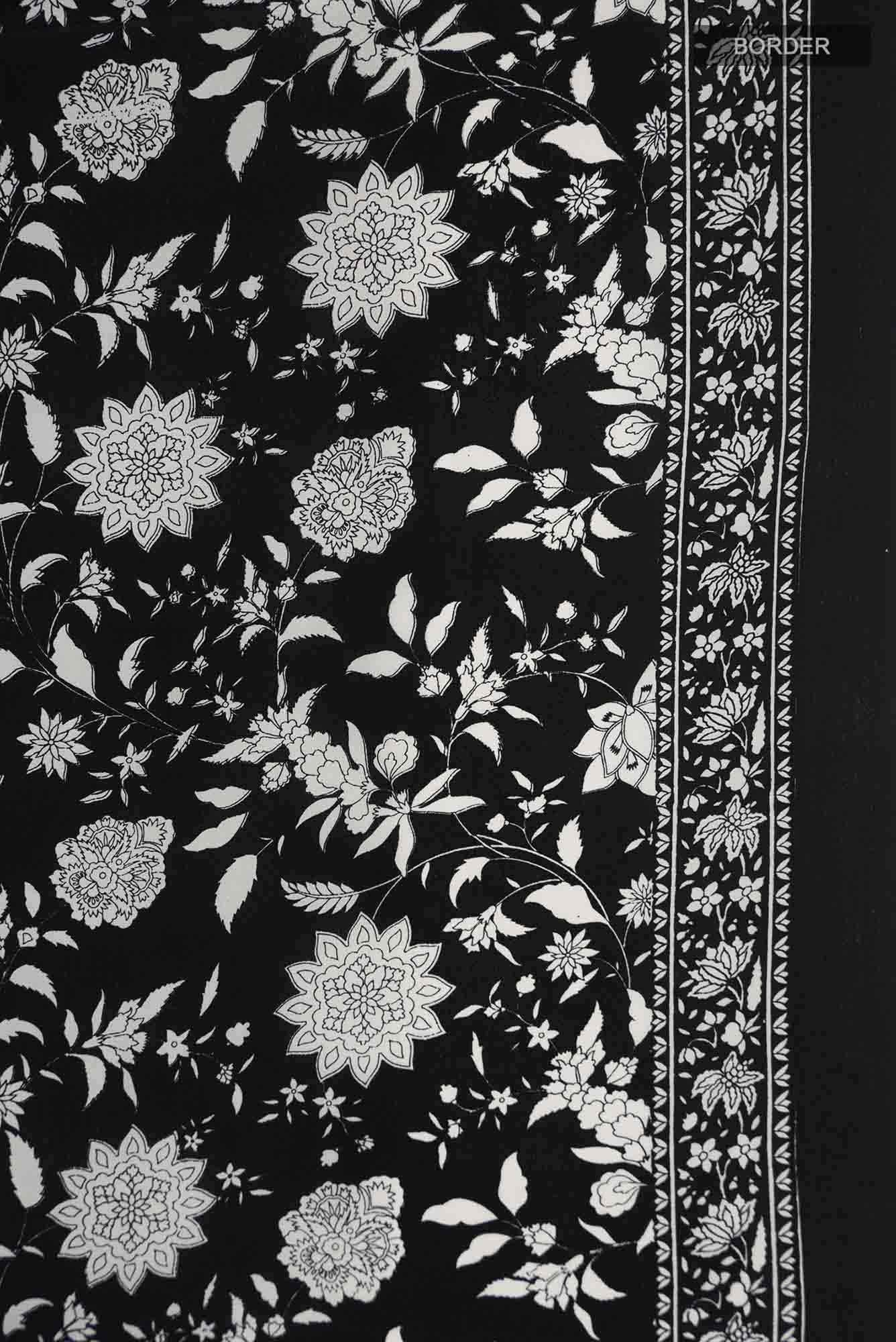 Black Mysore Crepe Saree