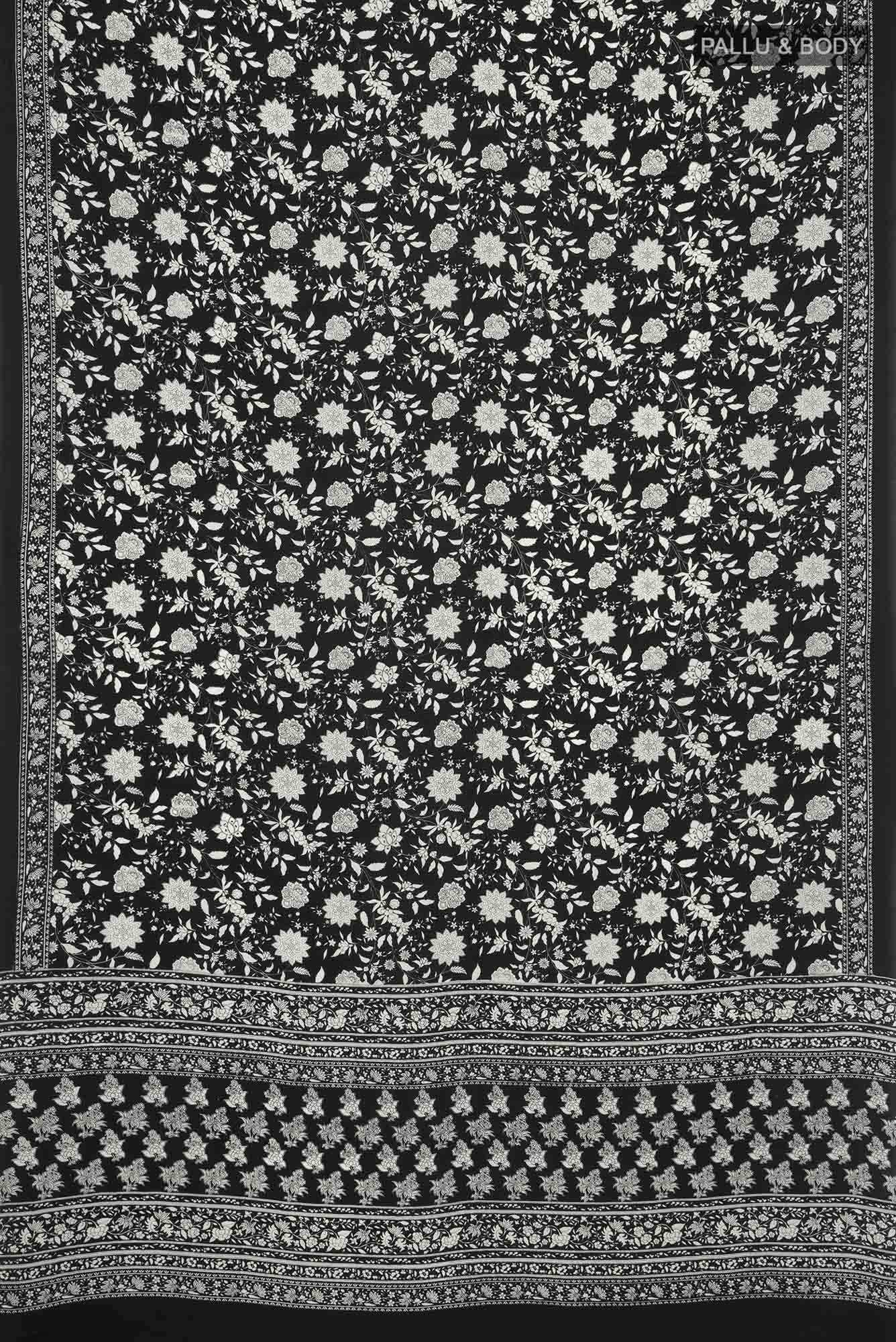 Black Mysore Crepe Saree