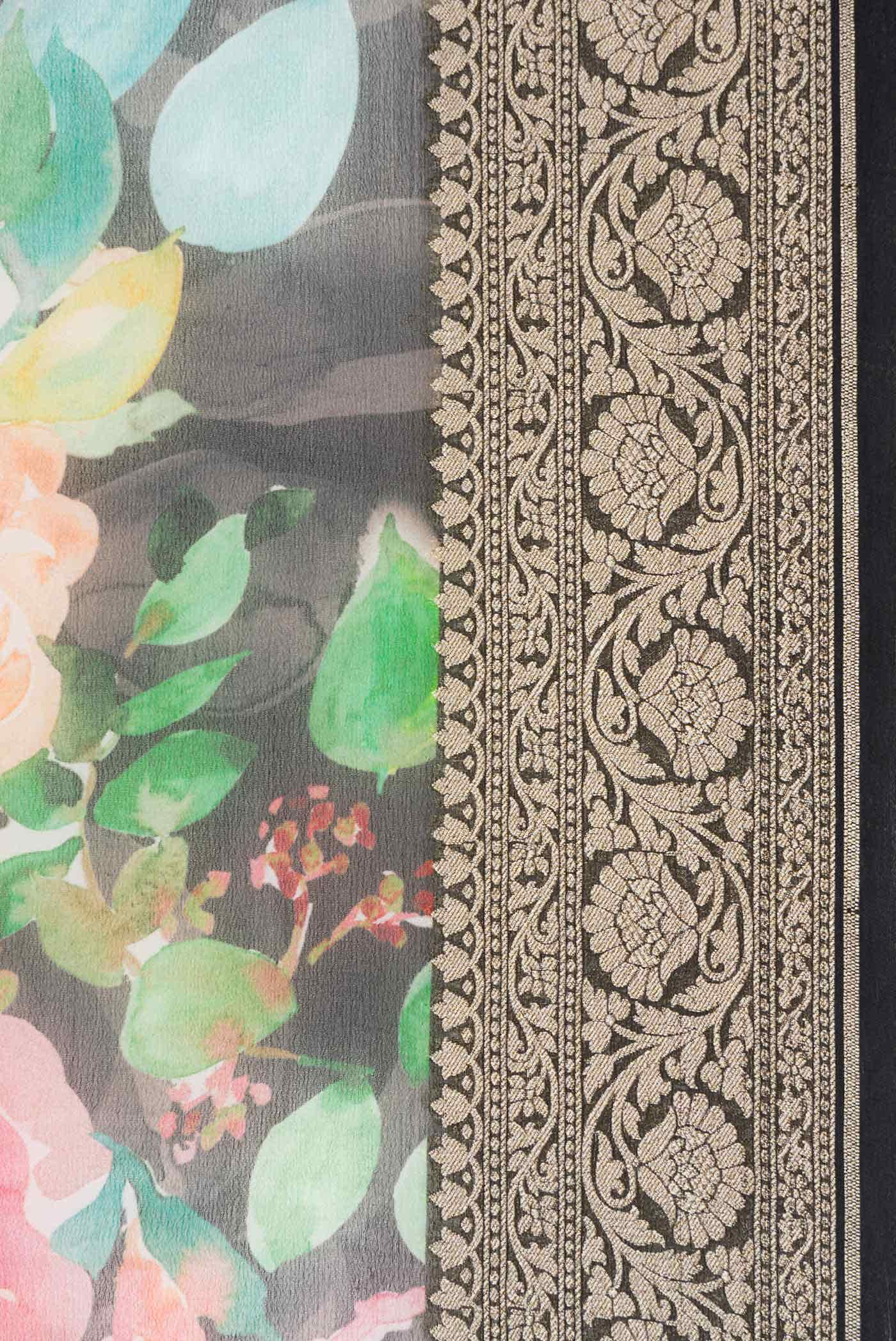 Black Mysore Georgette Saree