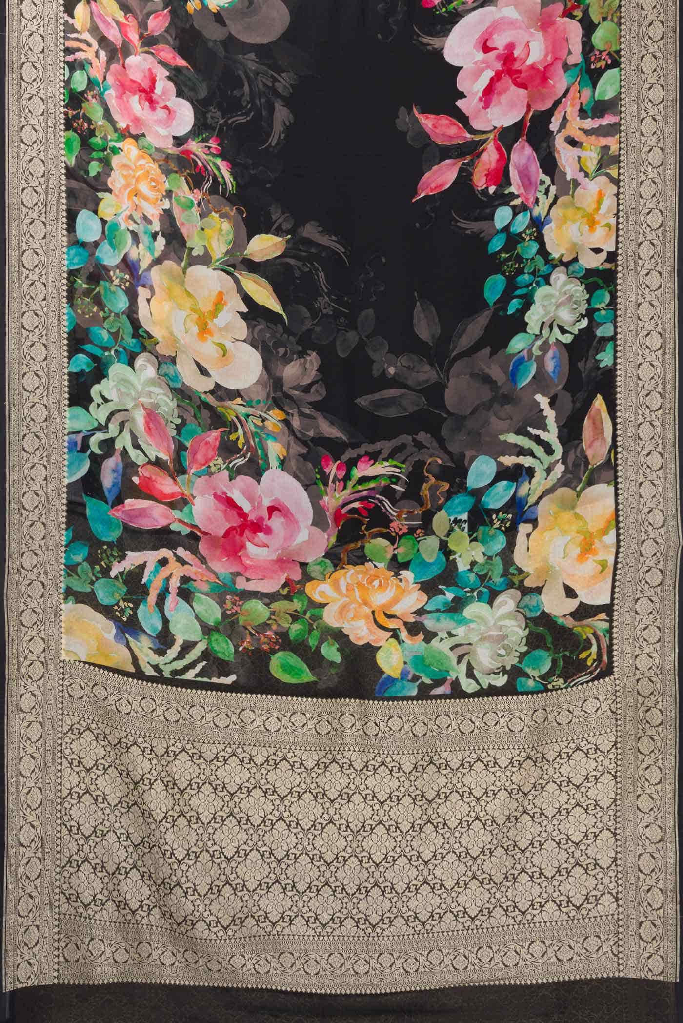 Black Mysore Georgette Saree