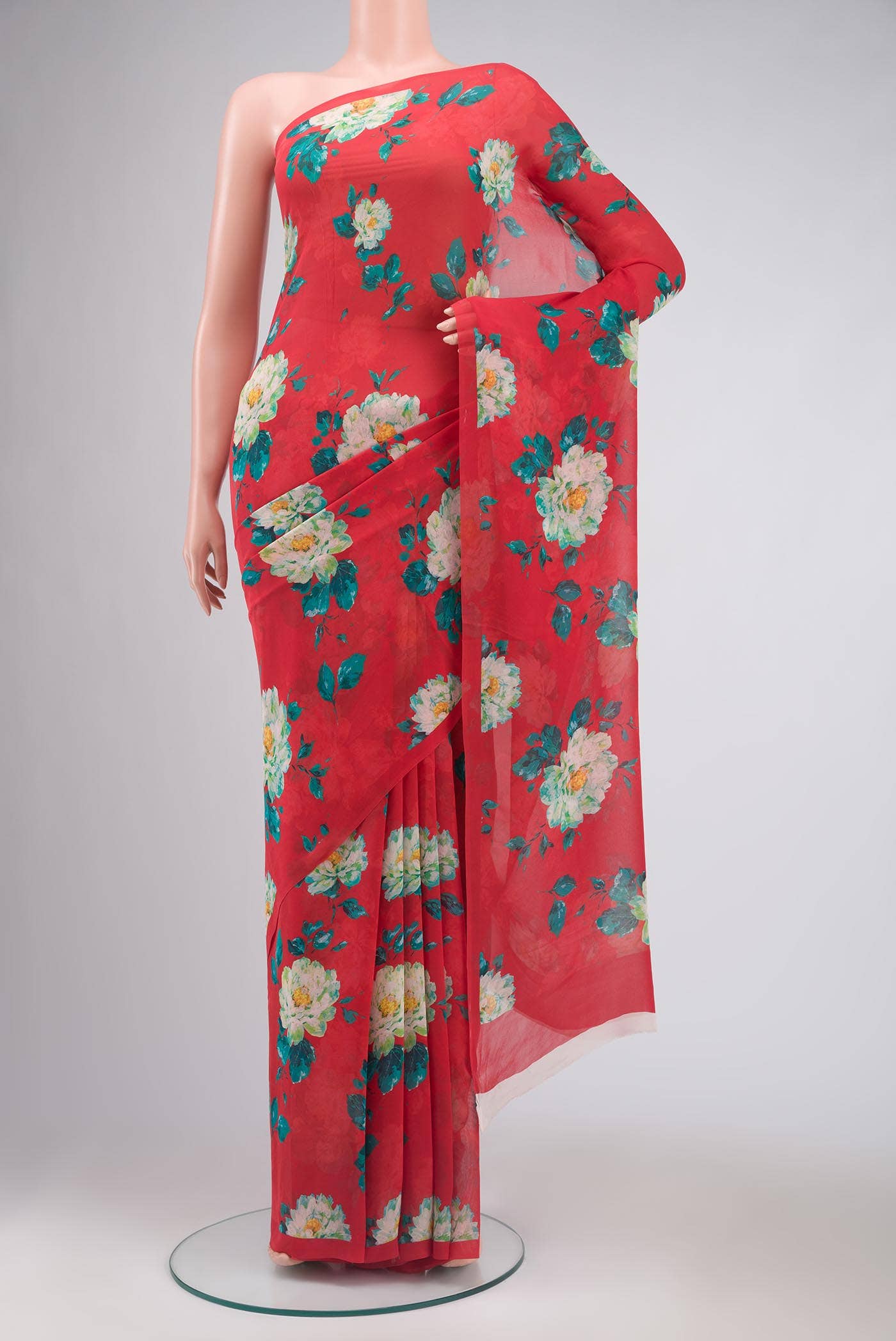 Red Mysore Georgette Saree