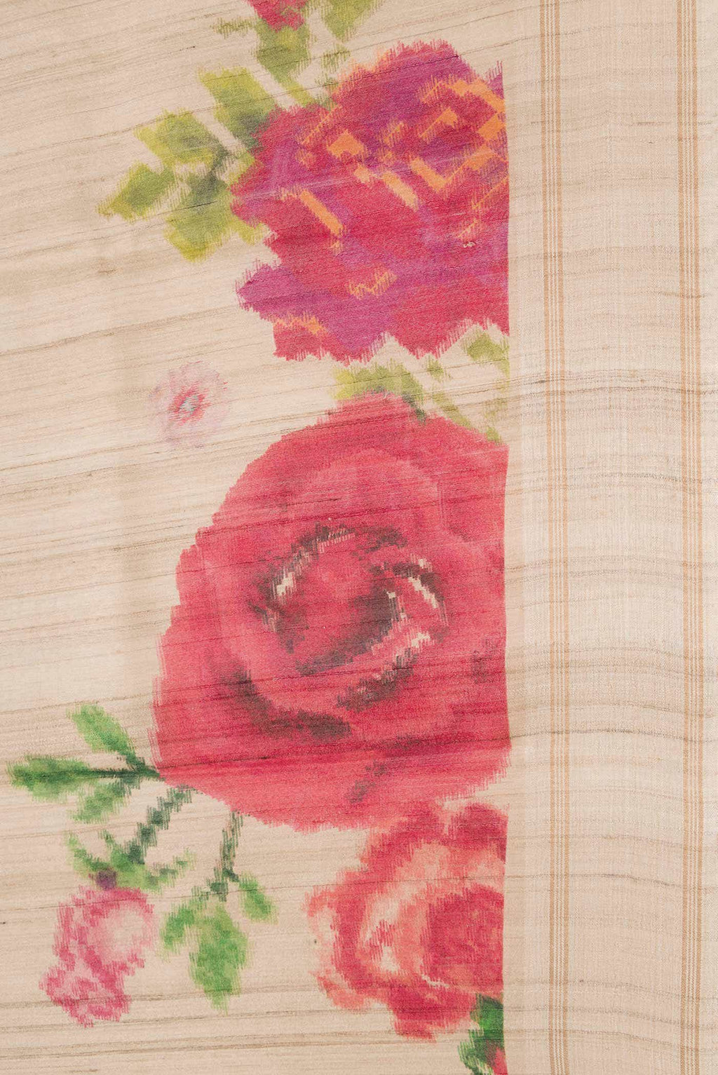 Beige Tussar Silk Saree