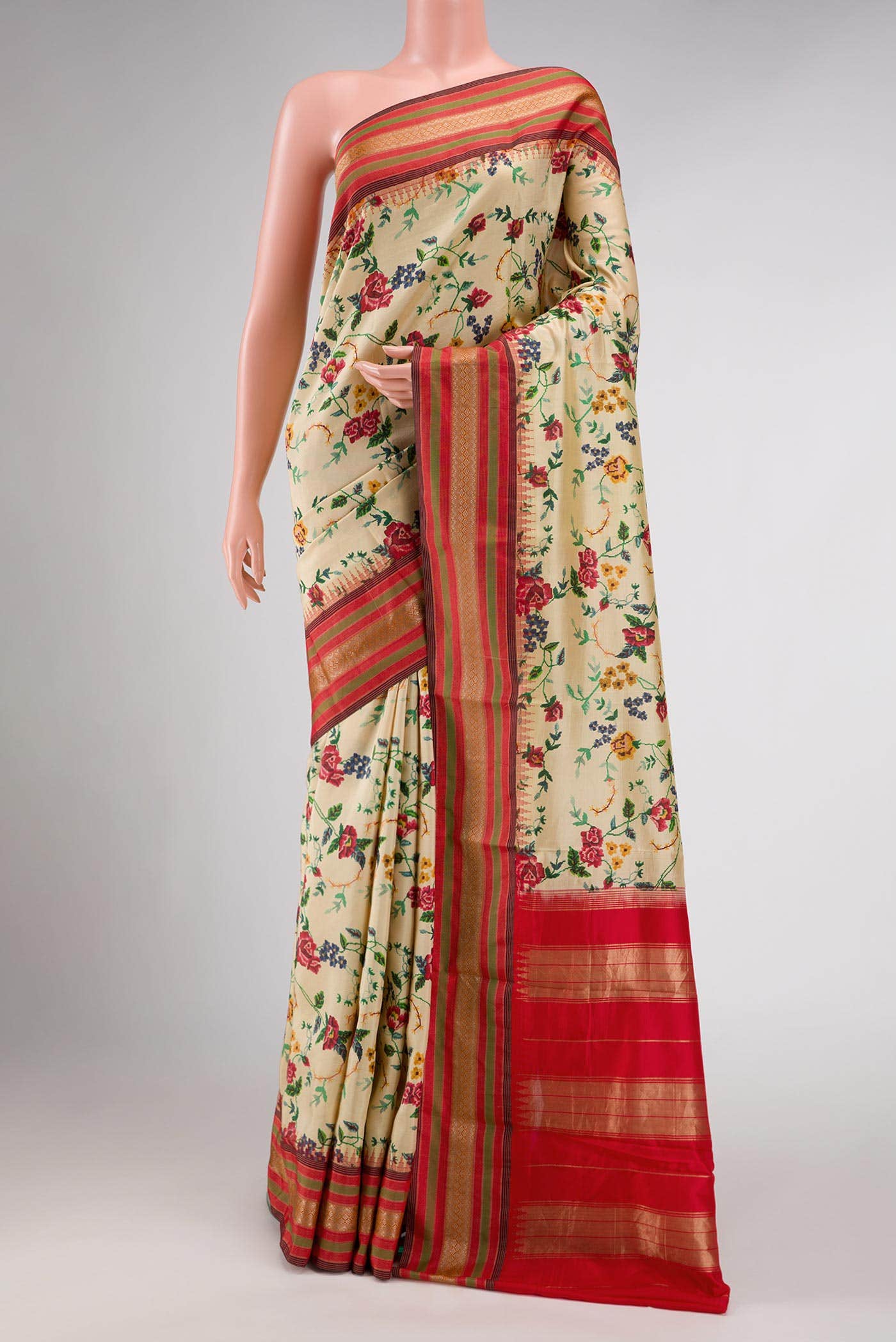 Pure Silk Pure Zari Sandal Kanchipuram Saree