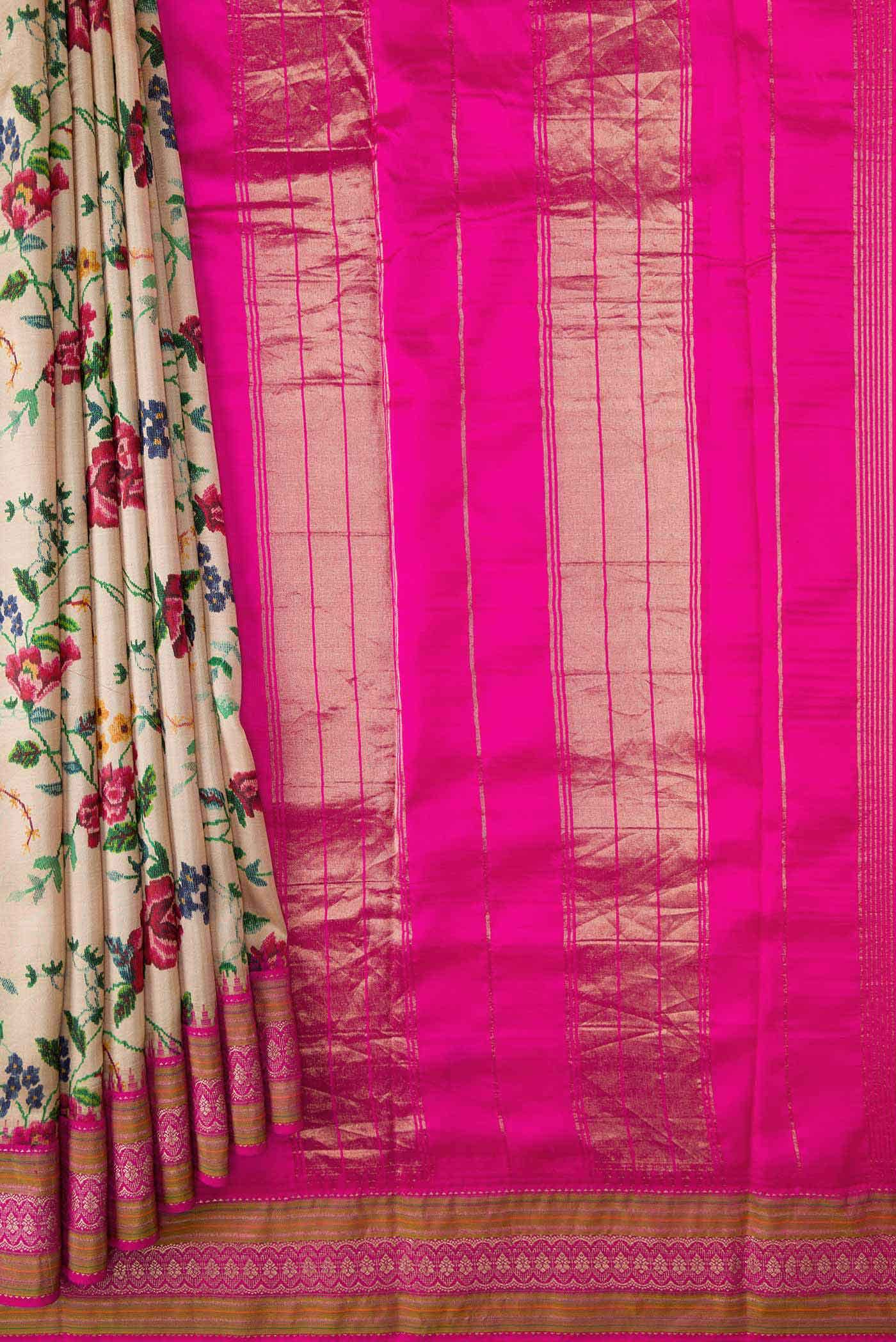 Beige Kanchipuram Silk Saree