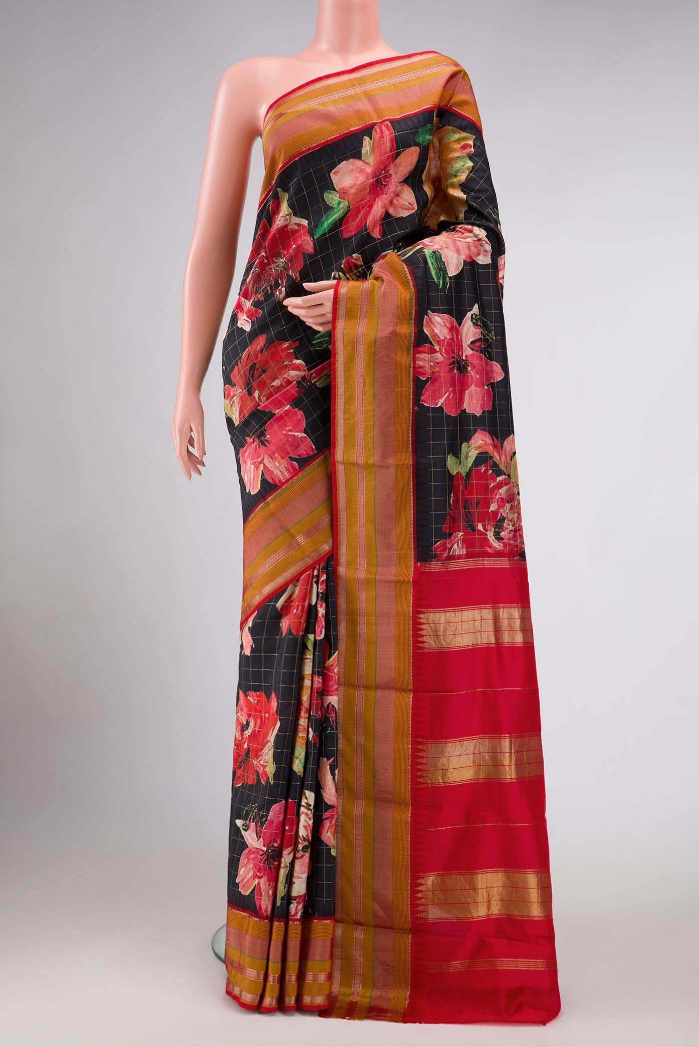 Black Kanchipuram Silk Saree