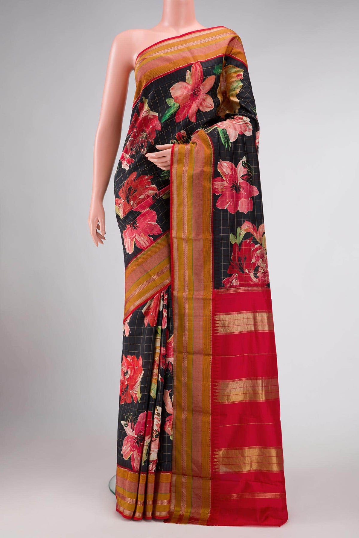 Black Kanchipuram Silk Saree